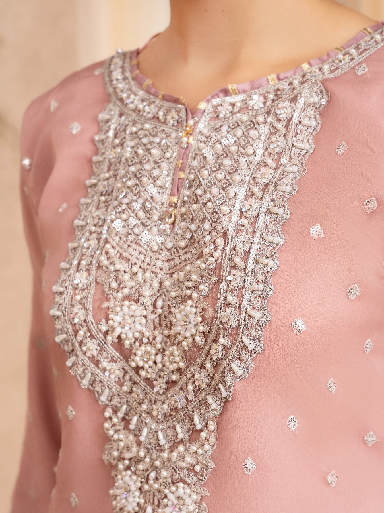 Chiffon Embellished 3-Piece Gharara Suit - Pink