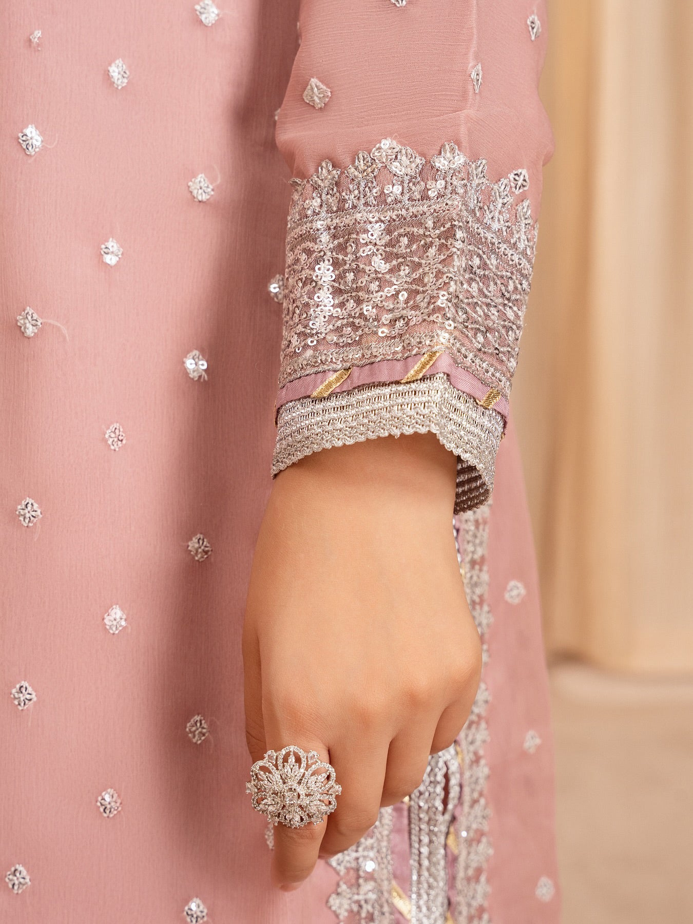 Chiffon Embellished 3-Piece Gharara Suit - Pink