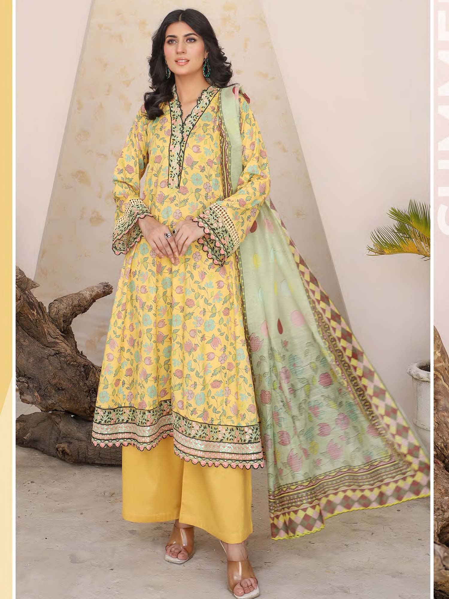 Munira Lawn Frock Suit (MSL-03) - Yellow