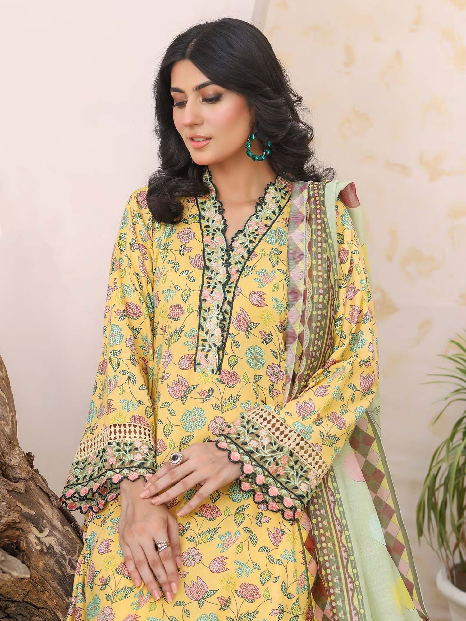 Munira Lawn Frock Suit (MSL-03) - Yellow