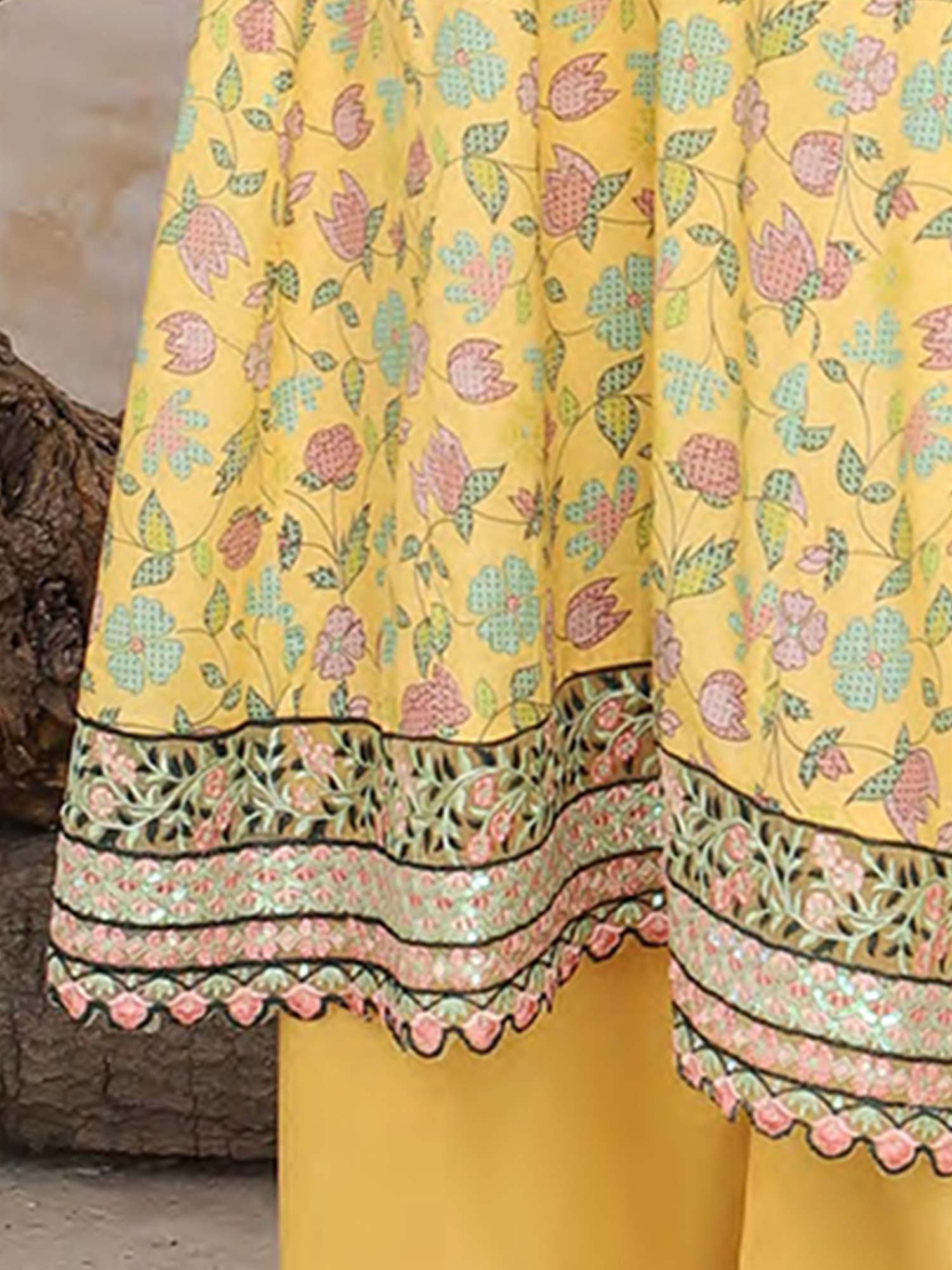 Munira Lawn Frock Suit (MSL-03) - Yellow