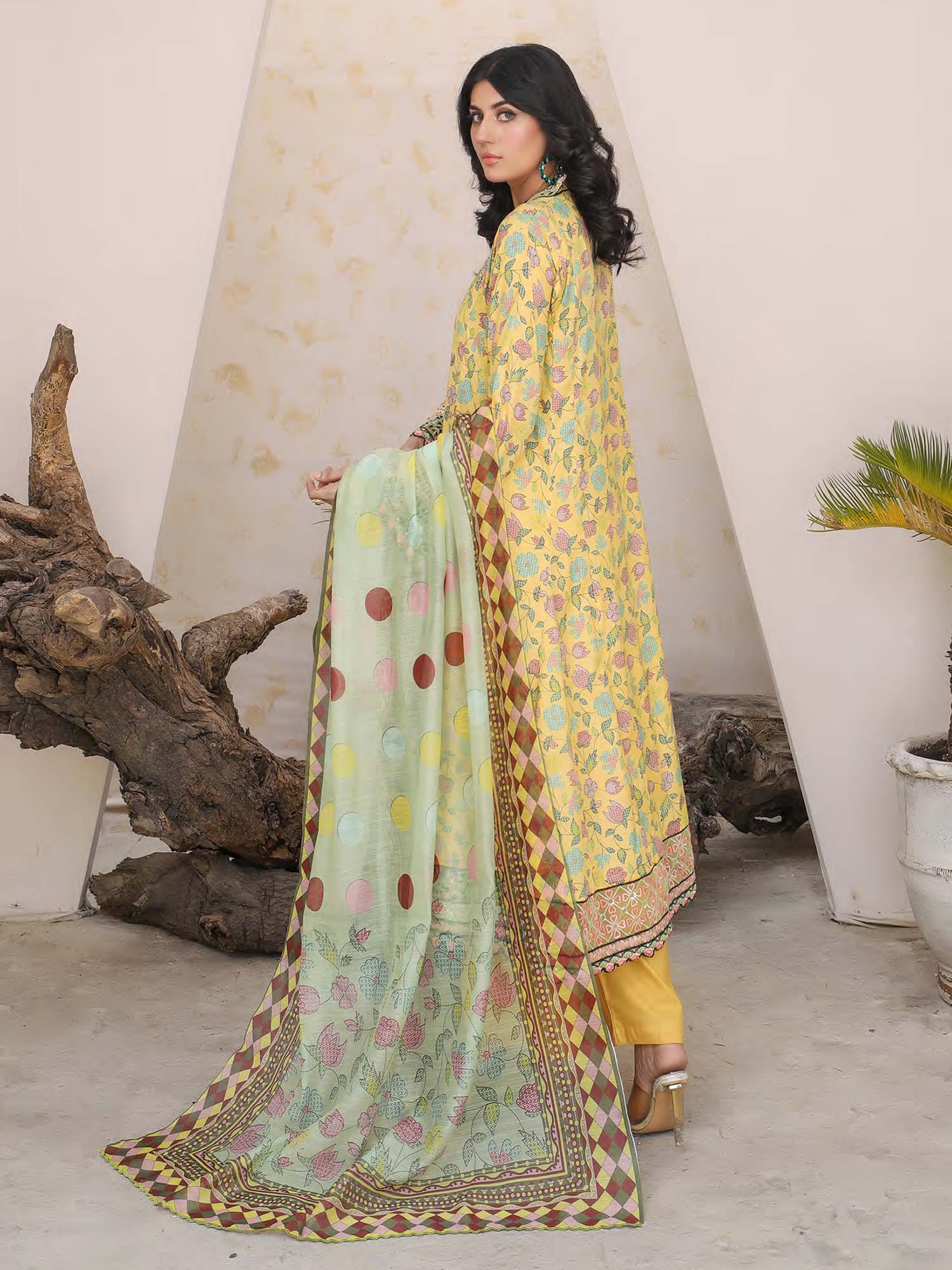 Munira Lawn Frock Suit (MSL-03) - Yellow