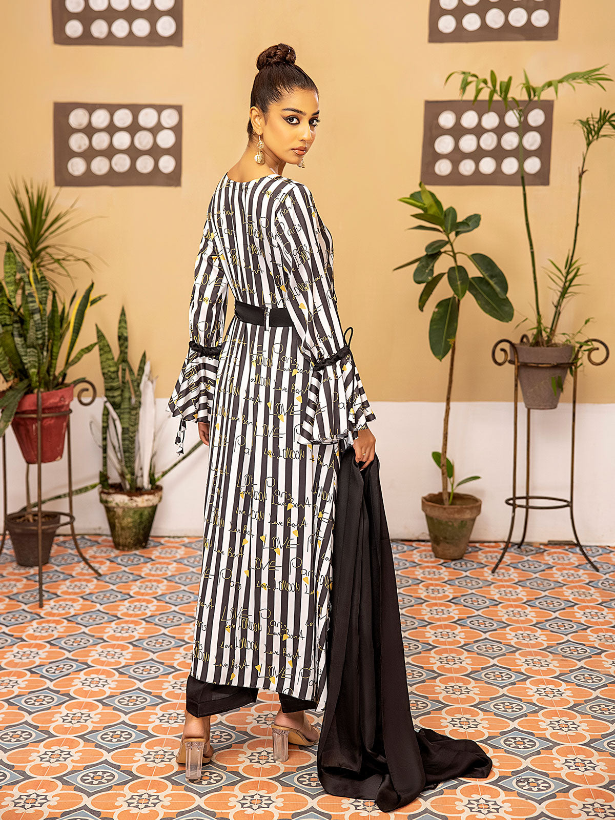 Silk Black & White Stripes 3-Piece Suit