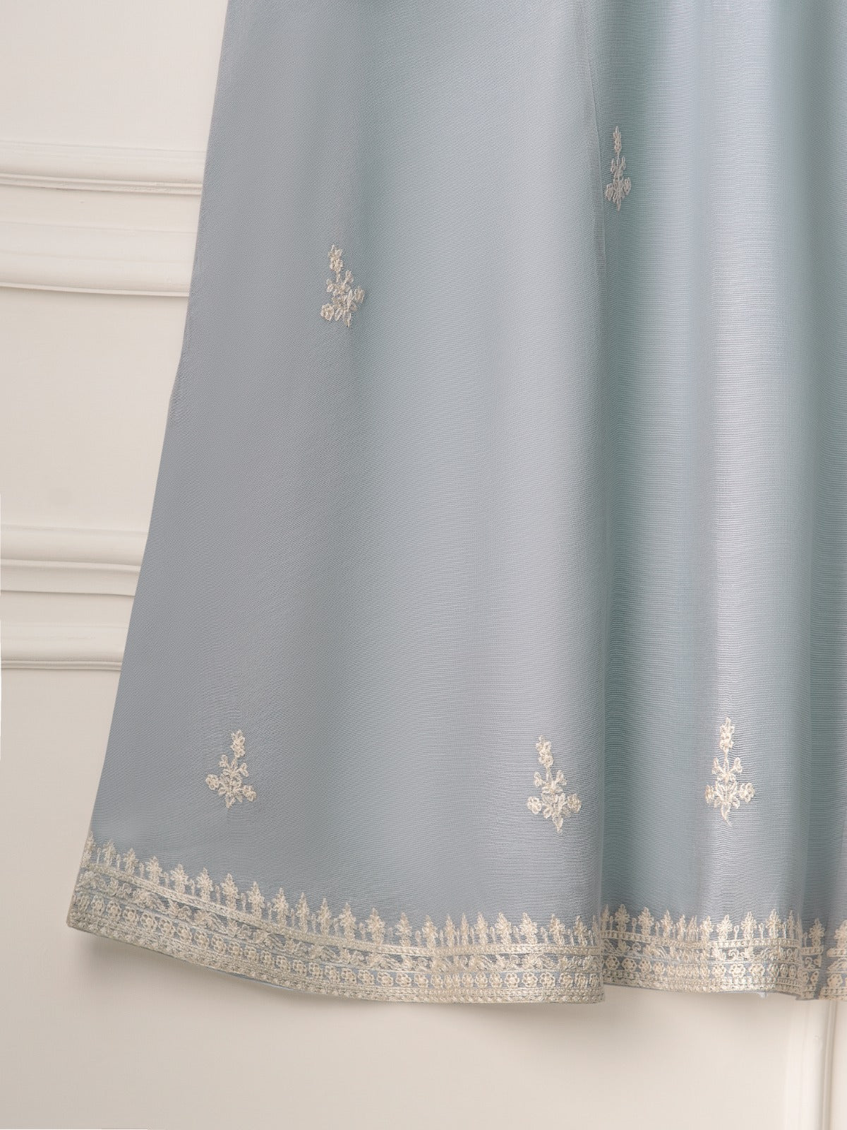 Agha Noor Blue-Grey Embroidered Cotton Net 3-Piece Suit