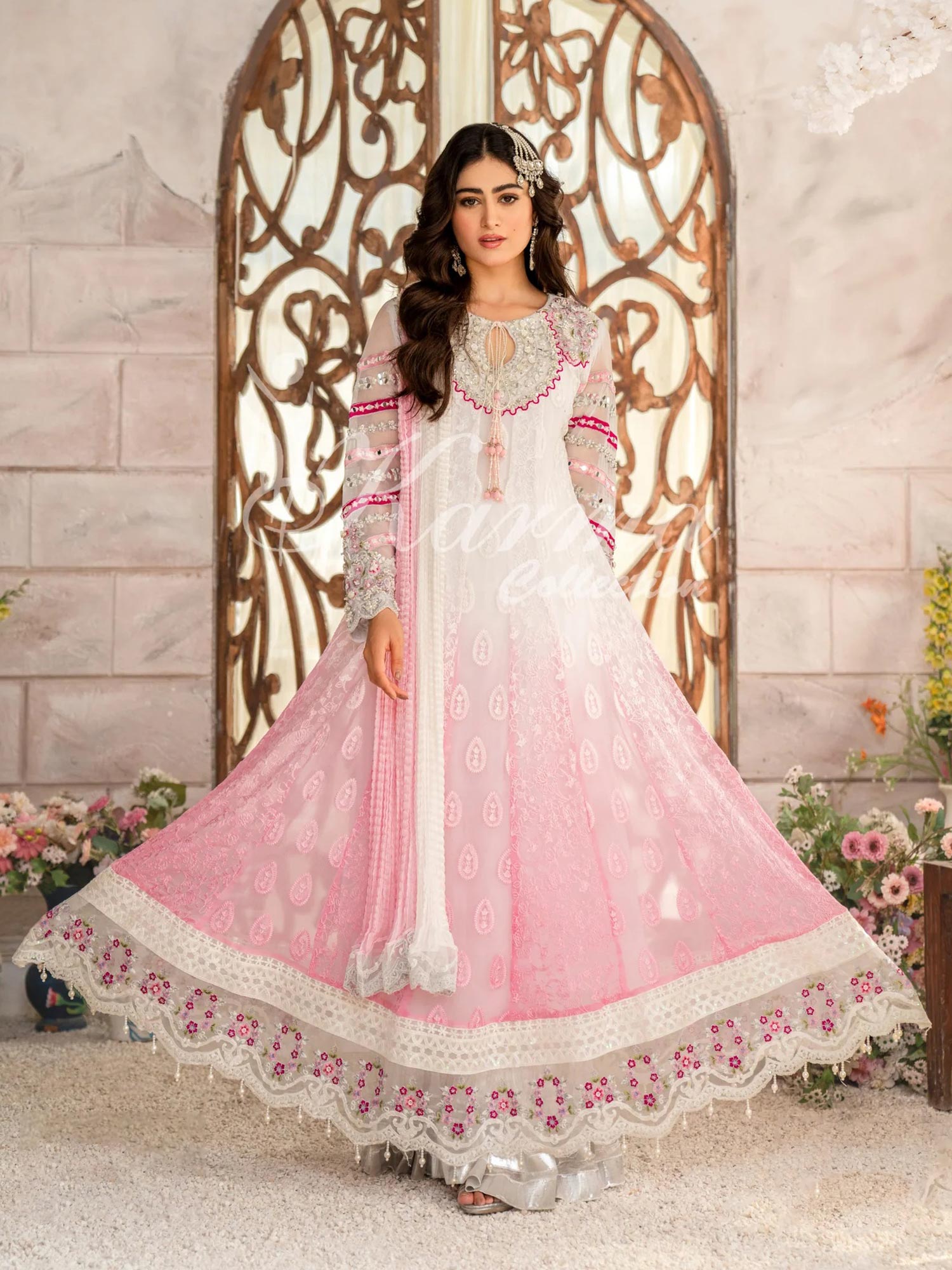 Karma Collection Pink Chiffon Frock Suit (F-420)