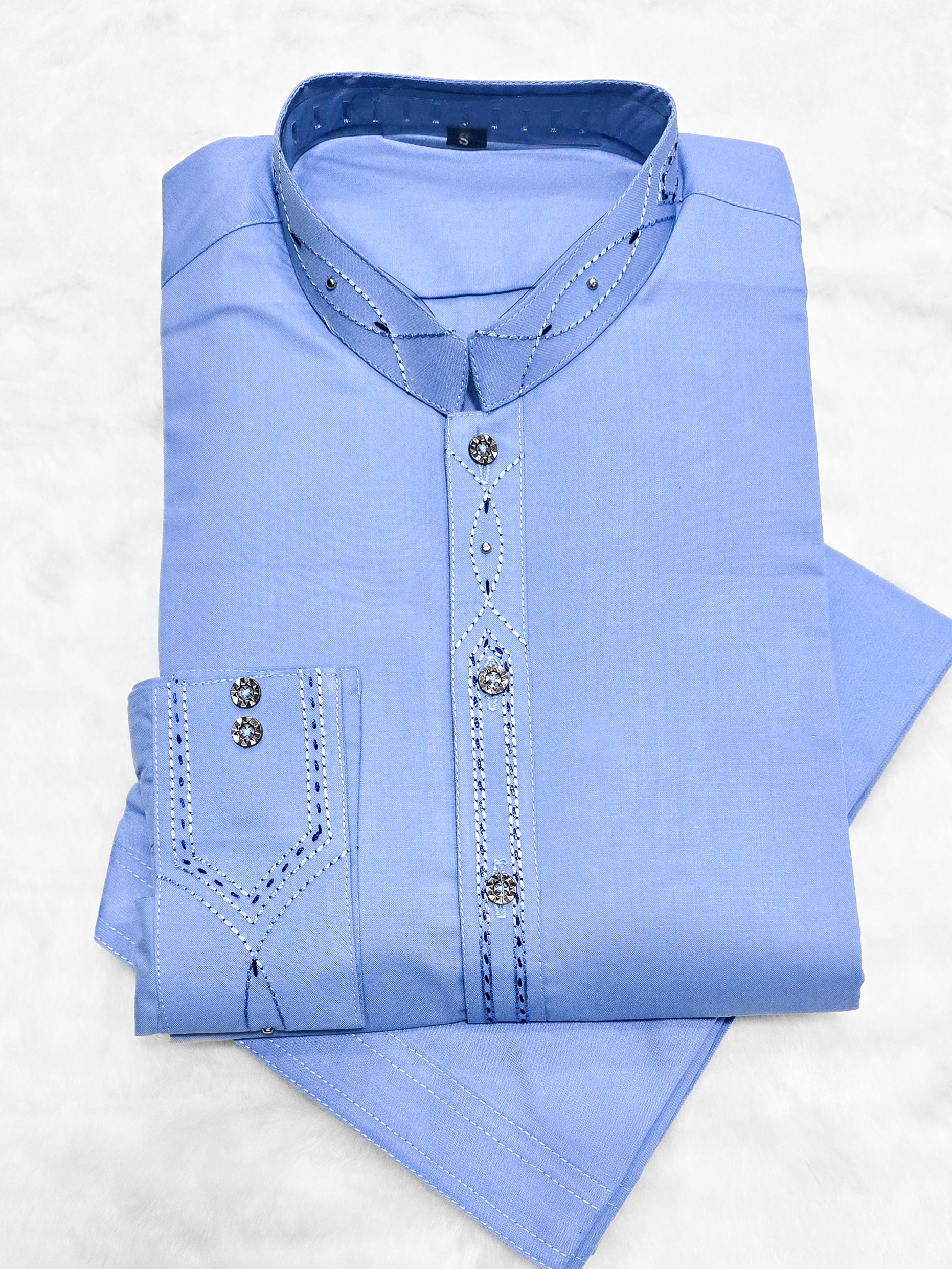 Mens Casual 2-Piece Kurta Shalwar - Blue