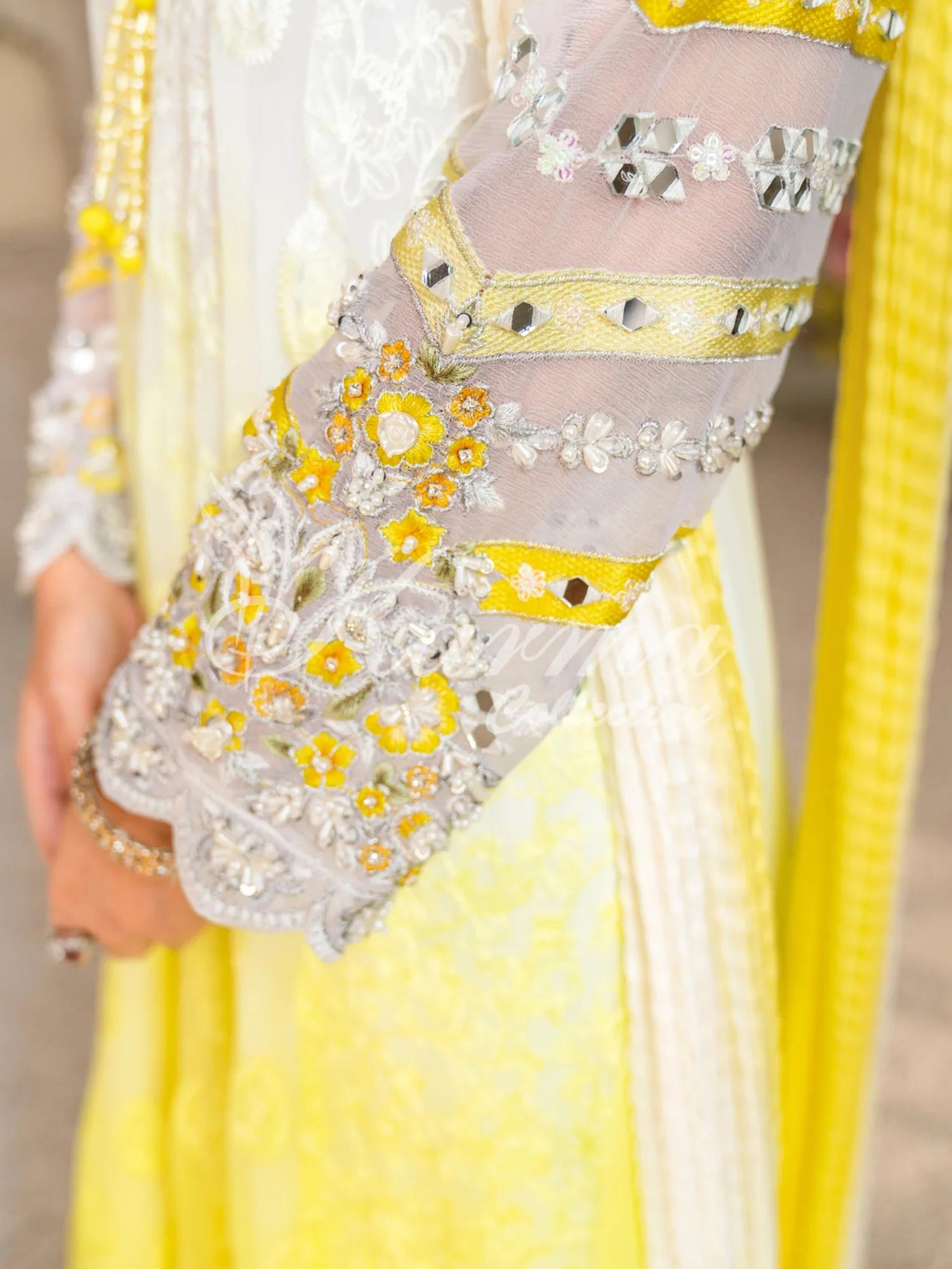 Karma Collection Yellow Chiffon Frock Suit (F-420)