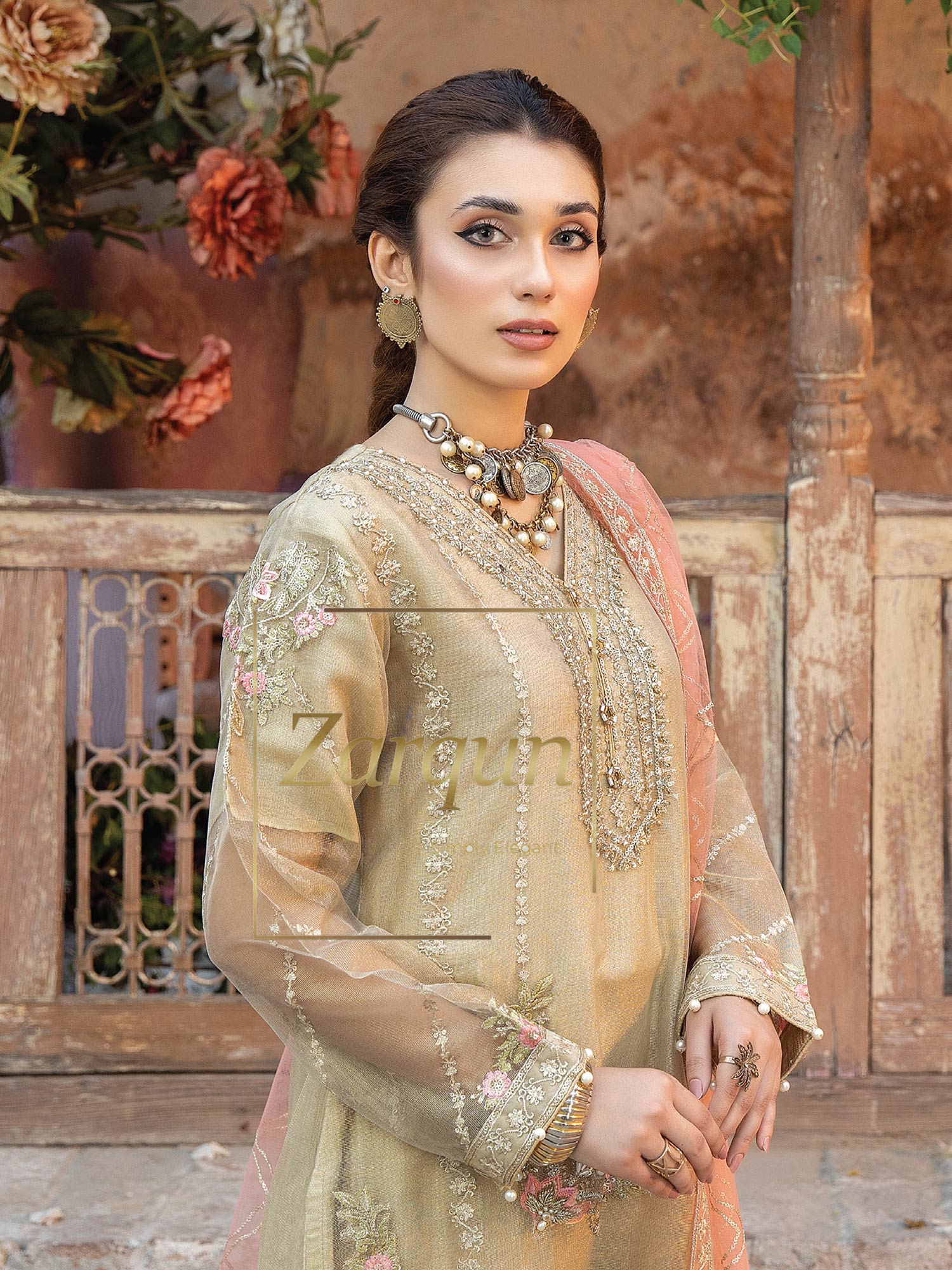 Zarqun "Virsa" Skin Fancy Embellished Net Suit (2310A)