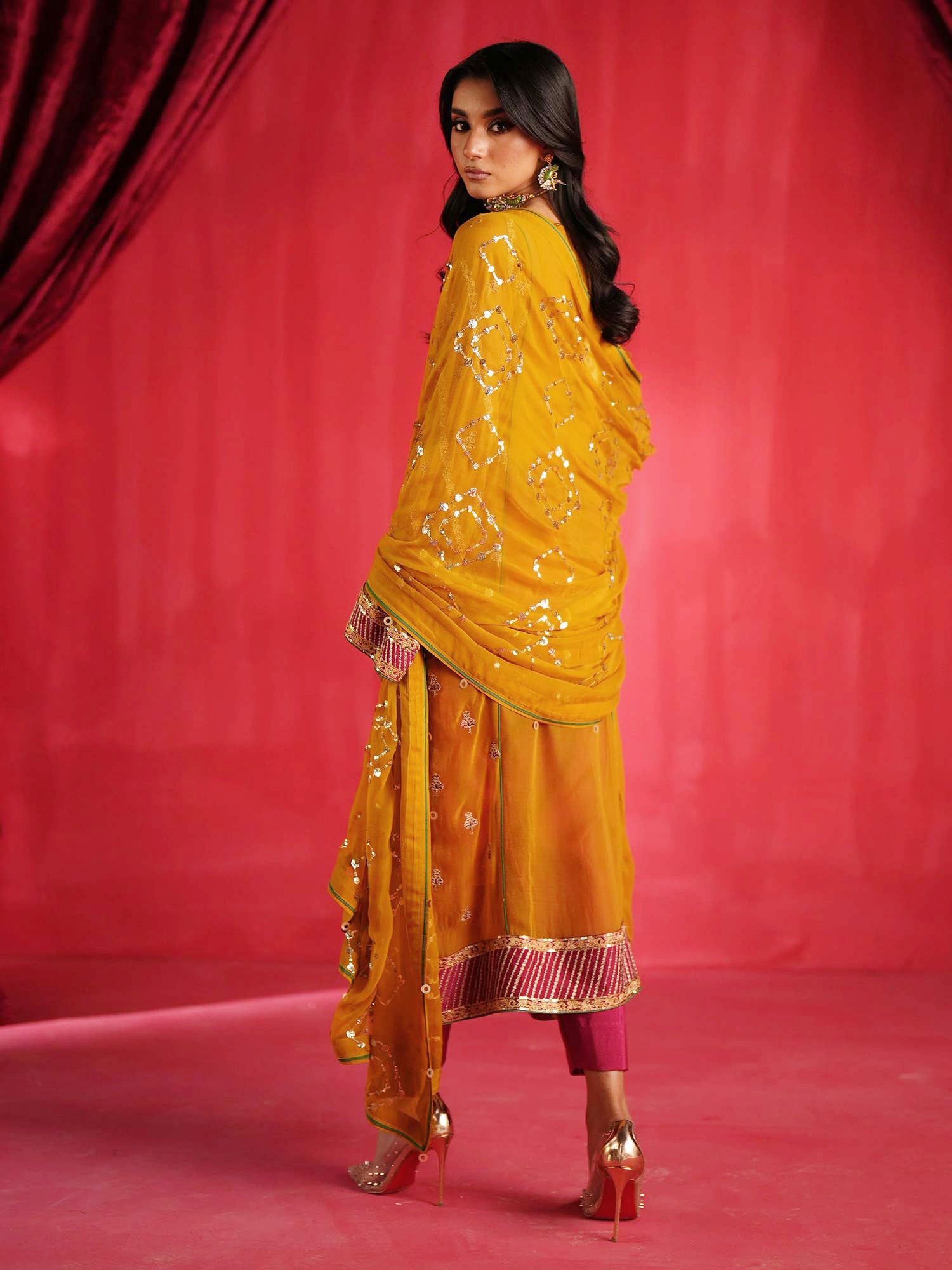 Zarqun Luxury Chiffon 3-Piece Suit - Mustard (2439A)