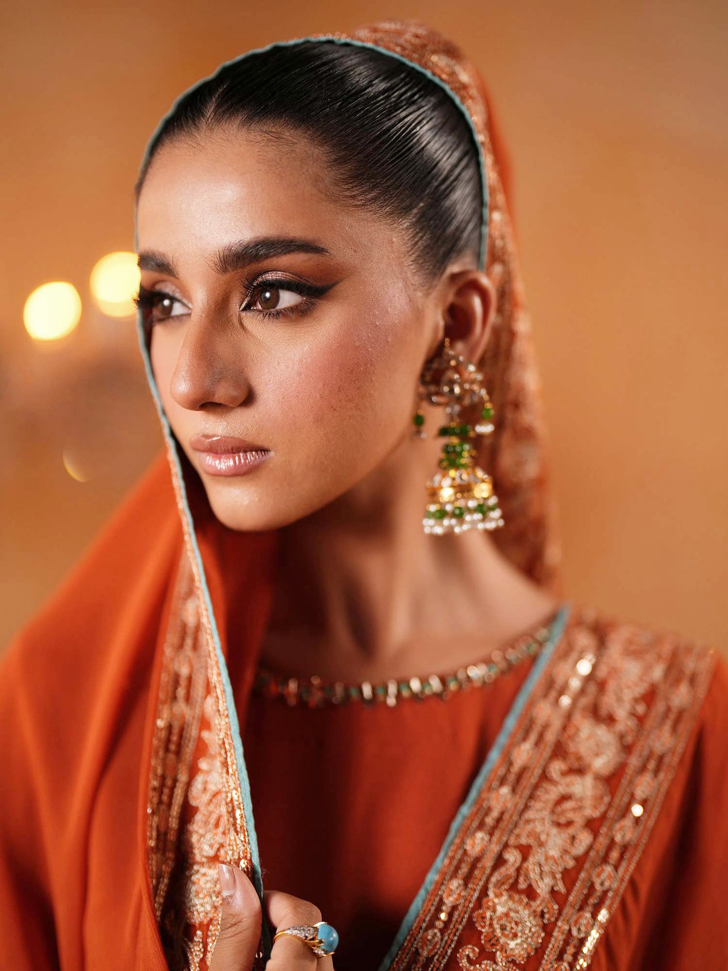 Zarqun Luxury Chiffon Suit with Gharara - Rust (2440B)