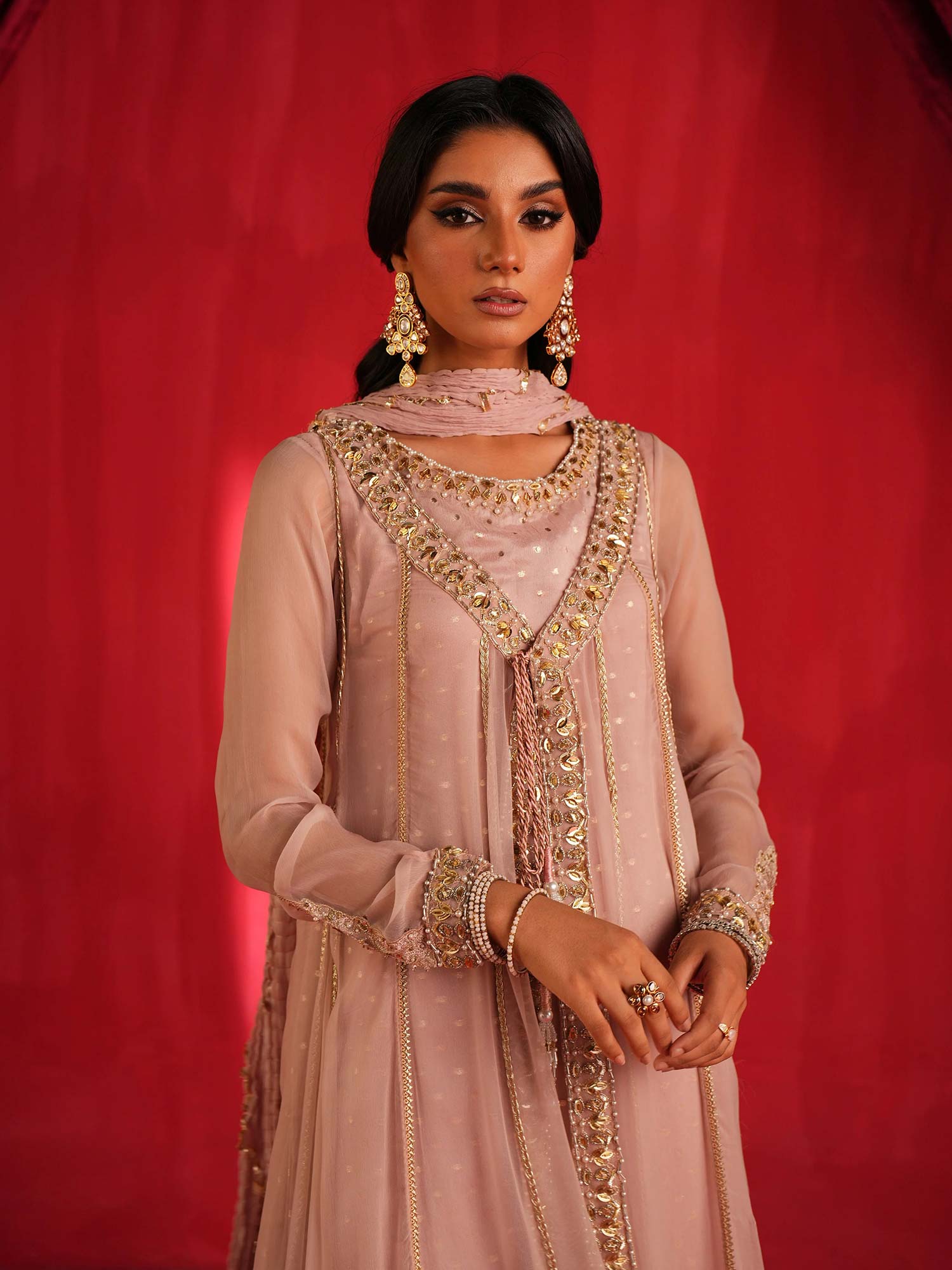 Zarqun Luxury Chiffon 3-Piece Suit - Powder Pink (2441A)