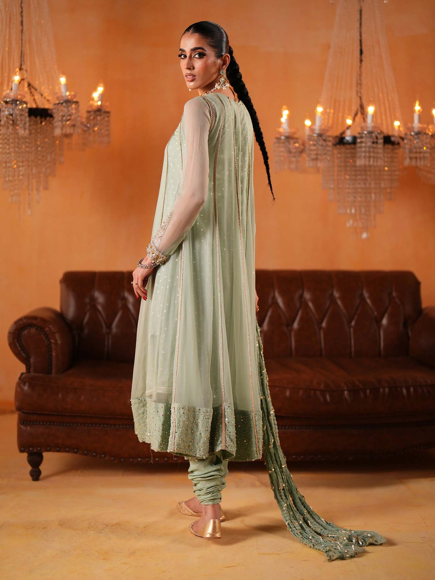 Zarqun Luxury Chiffon 3-Piece Suit - Pistachio (2441B)