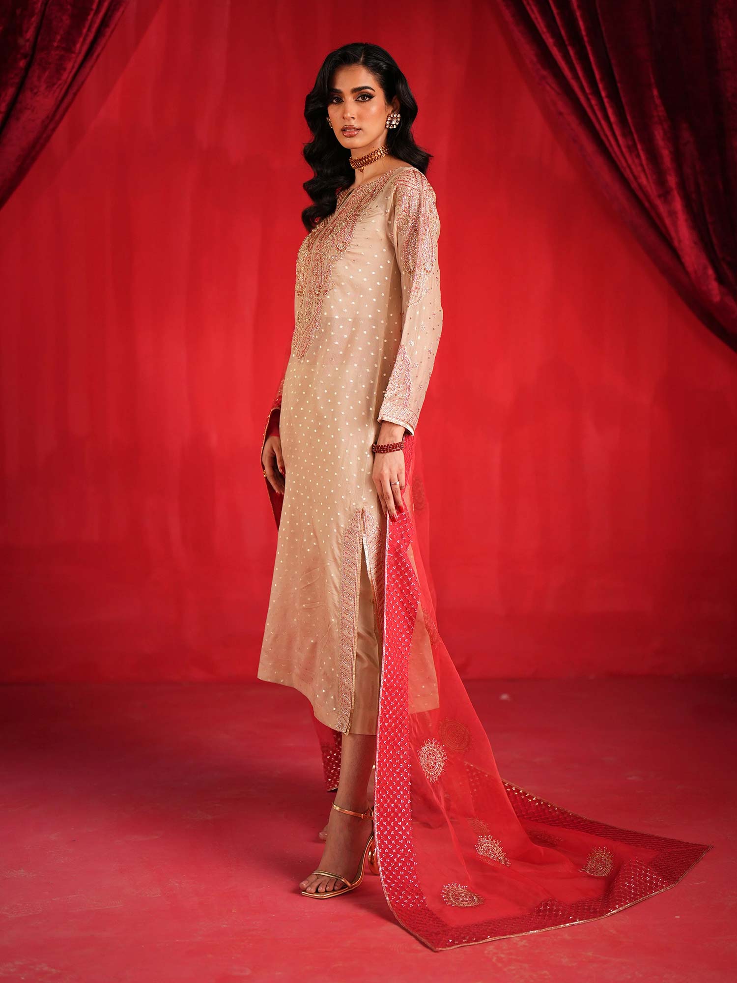 Zarqun Luxury Chiffon 3-Piece Suit - Ivory (2444A)