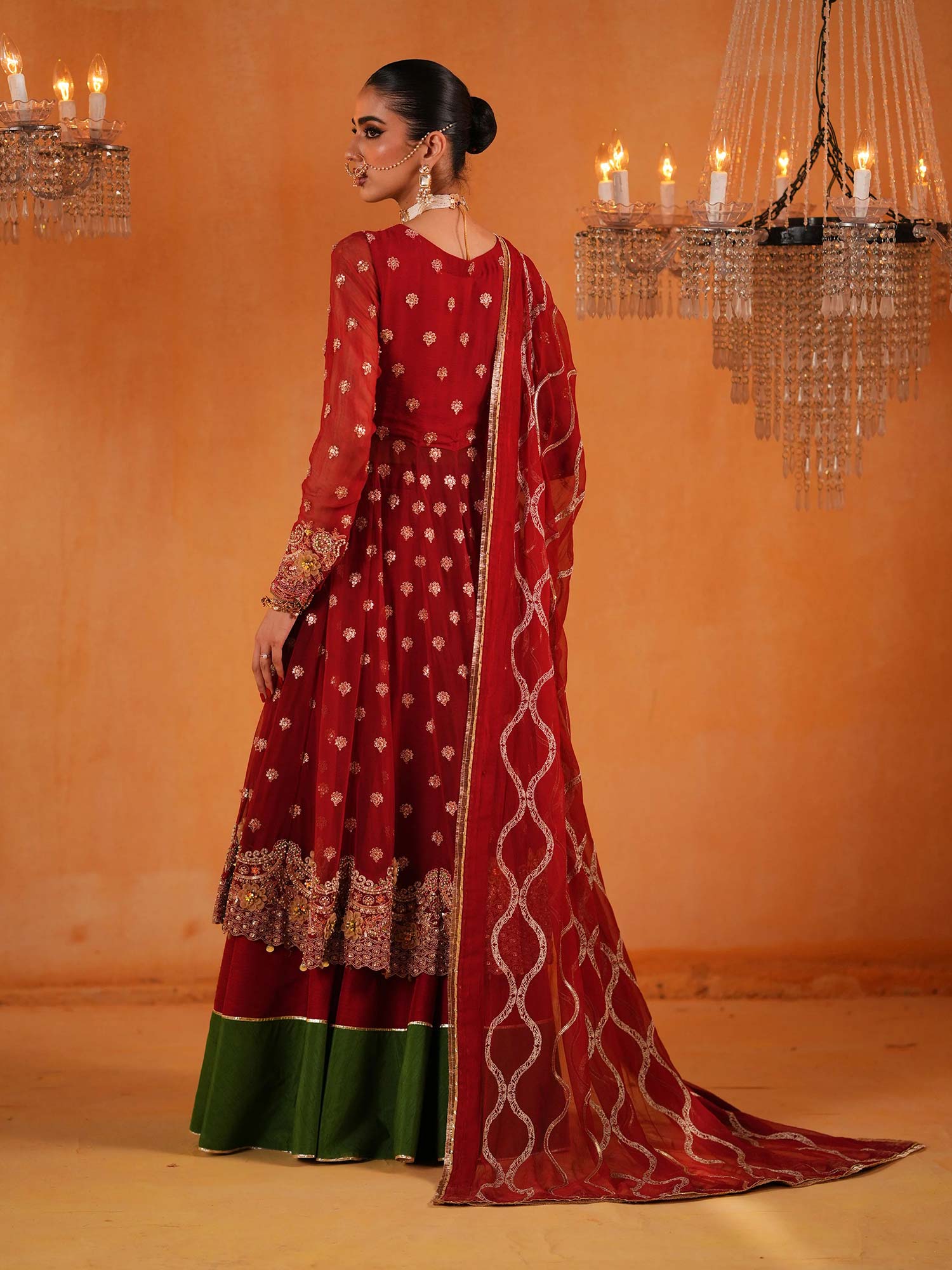 Zarqun Luxury Chiffon Suit - Red (2446A)