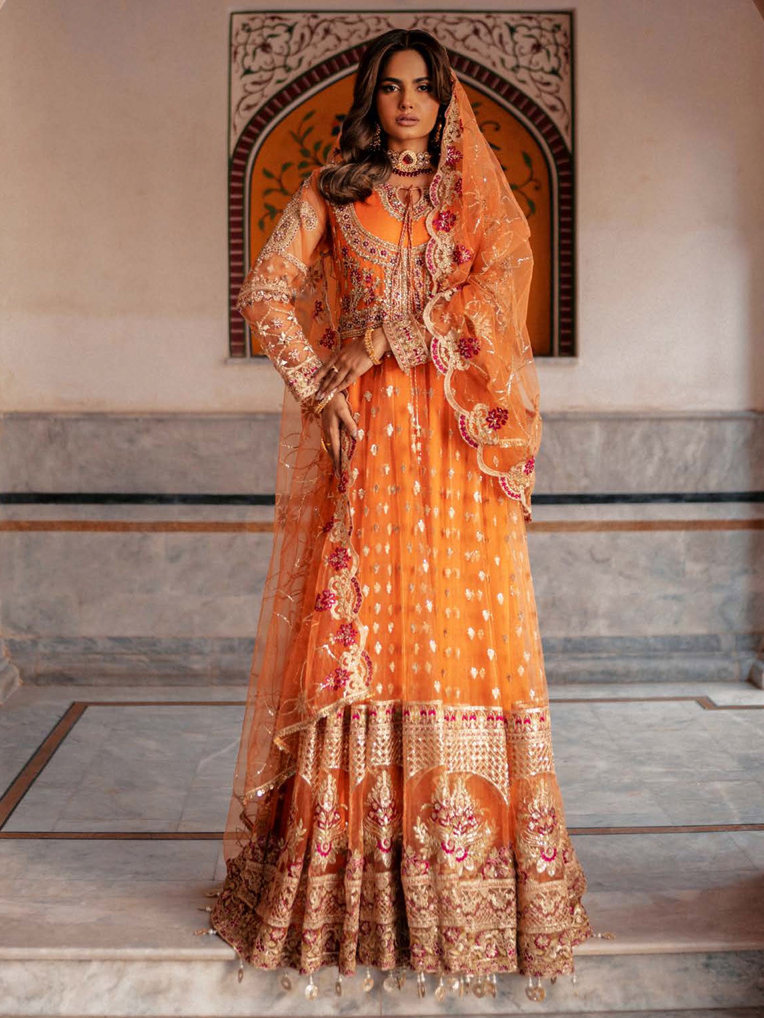 Zarqun Soft Net Embroidered Suit - Aura (2447A)