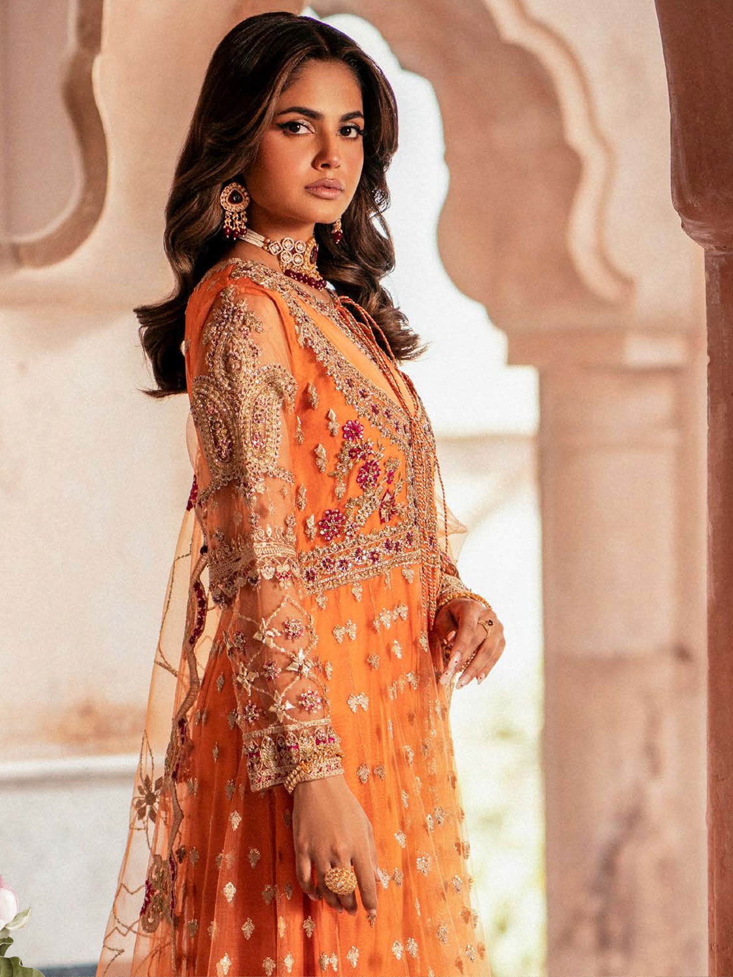 Zarqun Soft Net Embroidered Suit - Aura (2447A)