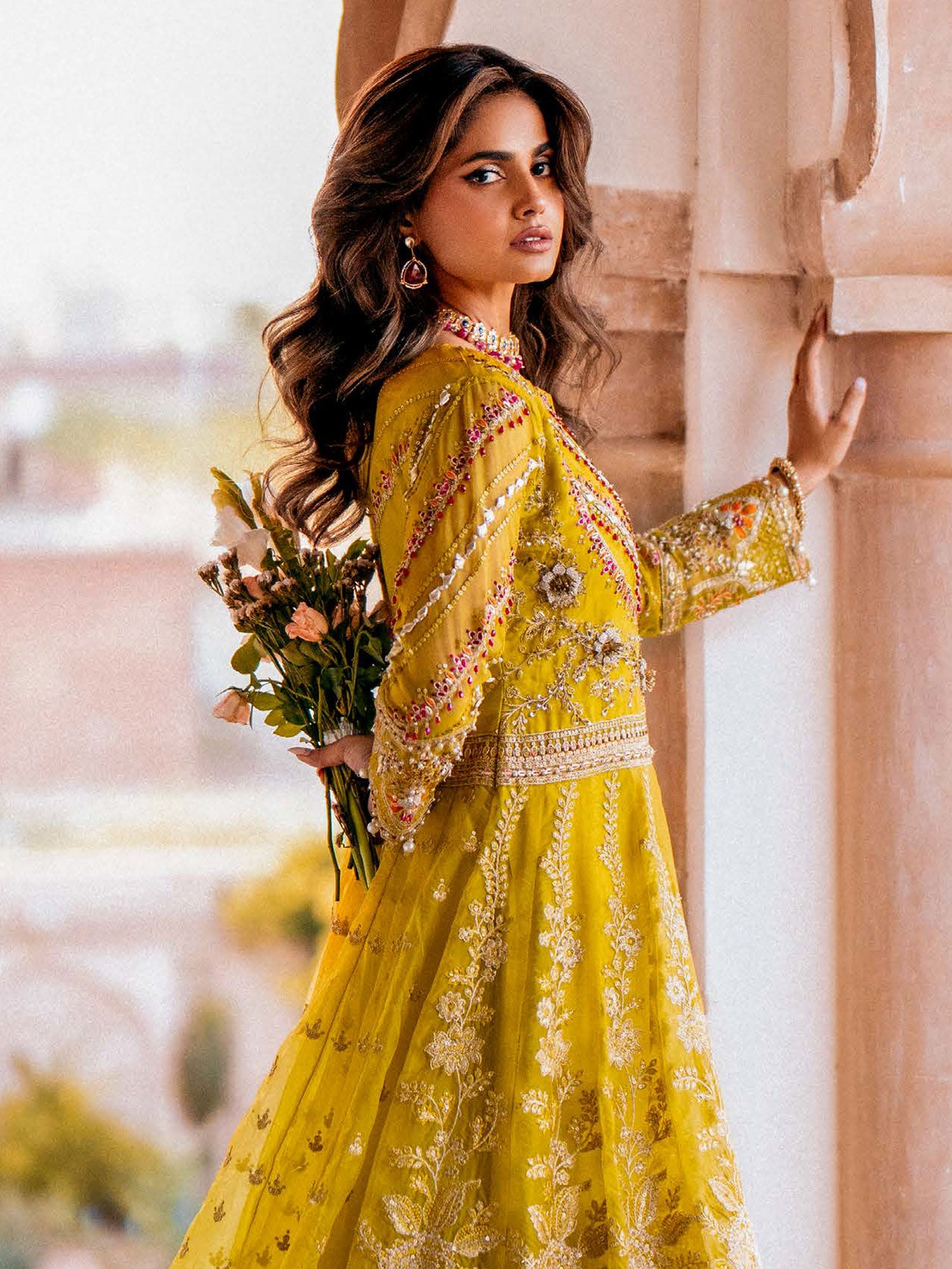 Zarqun Soft Embroidered Organza Suit - Glow (2449B)