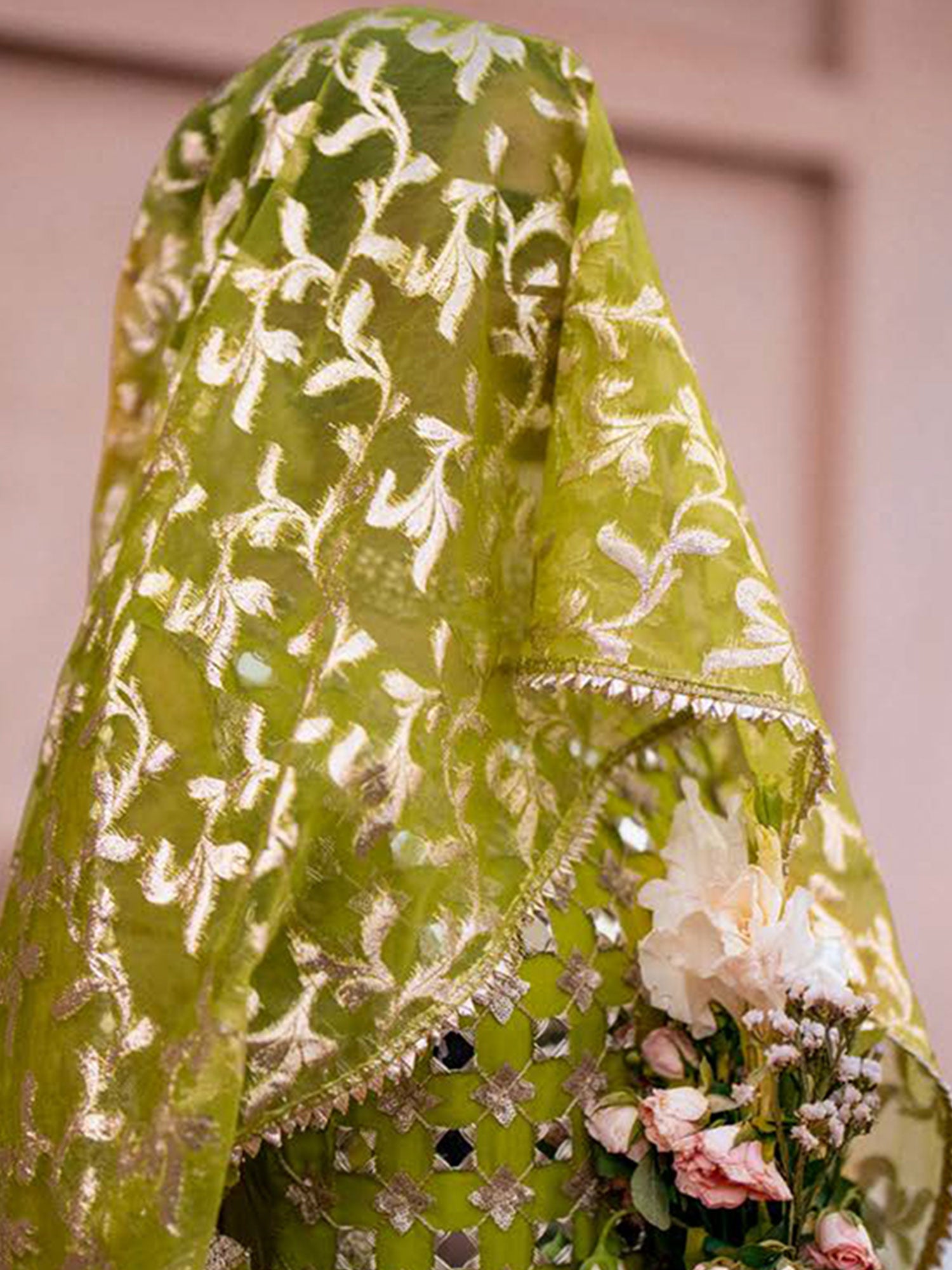 Zarqun Soft Embroidered Organza Suit - Henna (2451B)