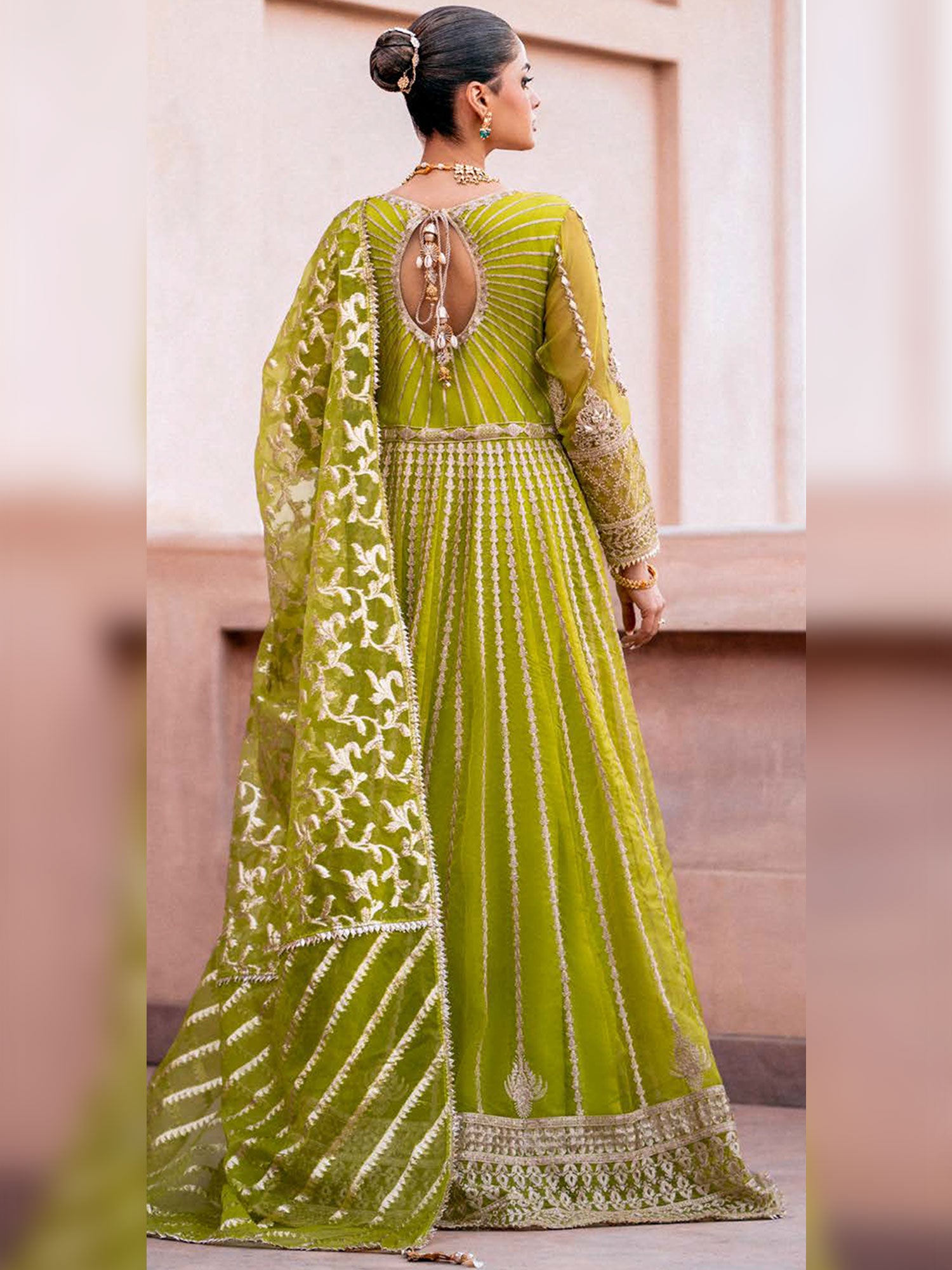 Zarqun Soft Embroidered Organza Suit - Henna (2451B)