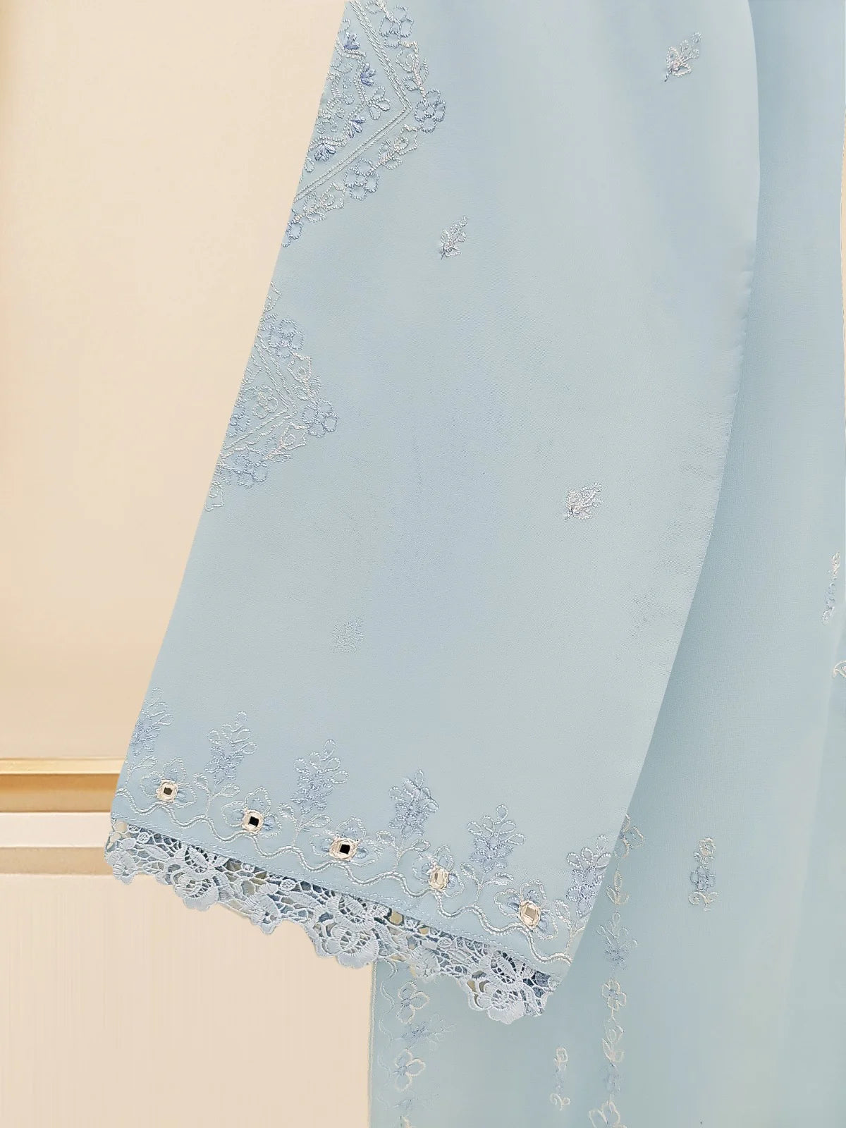 Agha Noor Sky Blue Embroidered Lawn 2-Piece (Shirt + Trouser)