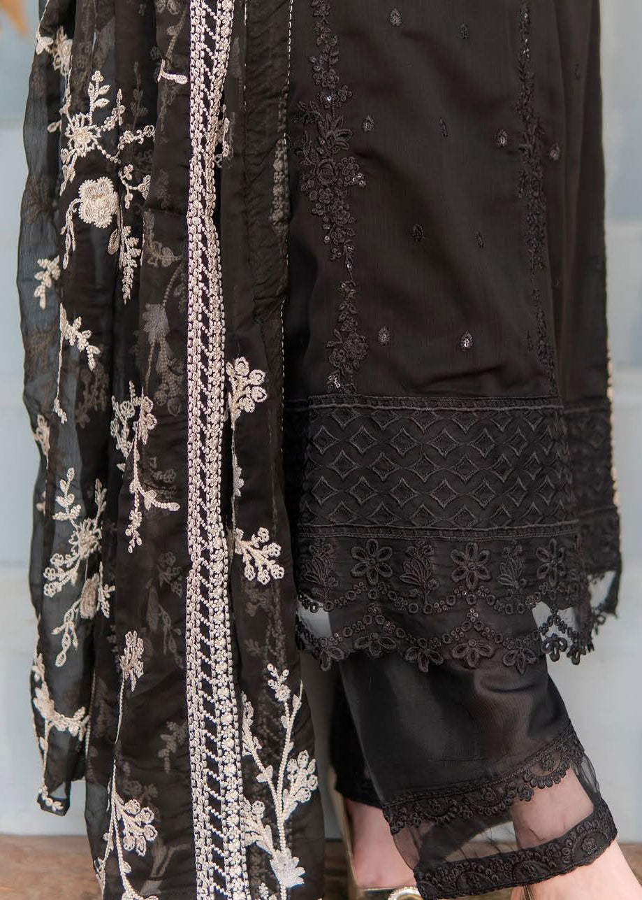 Black Embroidered Chiffon 3-Piece Suit