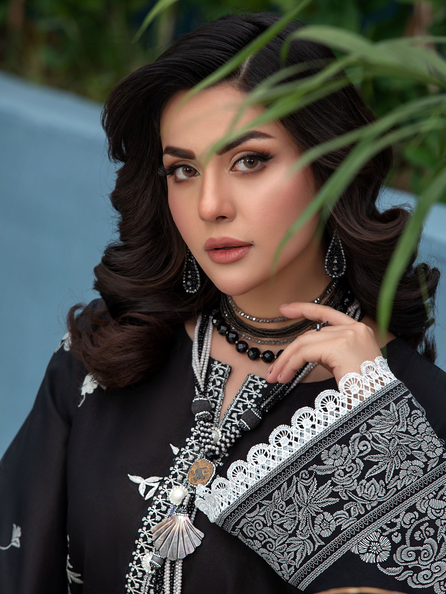 Heera's Black Embroidered Cambric Cotton Suit