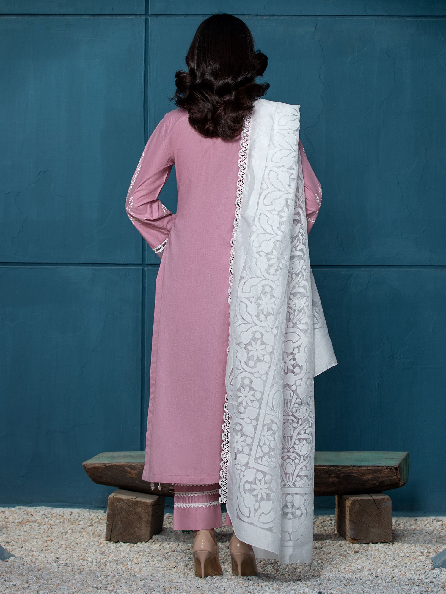 Heera's Pink Embroidered Cambric Cotton Suit