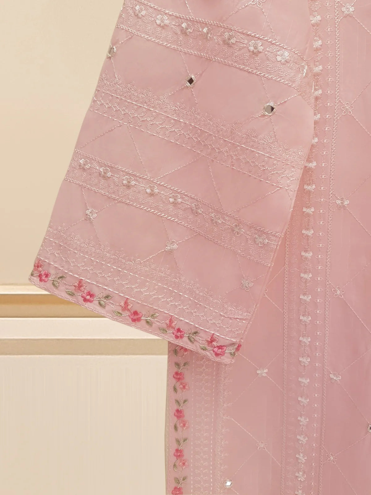 Agha Noor Peach Fine Jacquard Shirt