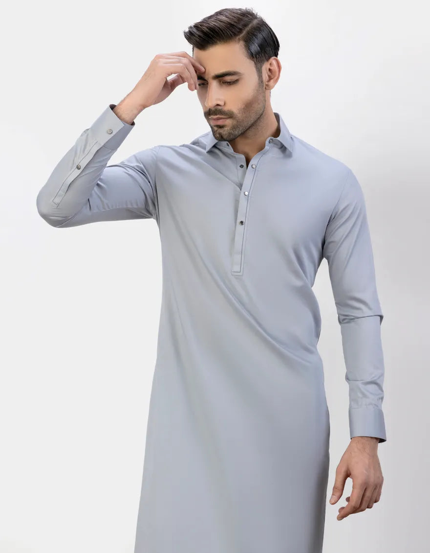 J. Mens Grey Cotton Shalwar Kameez