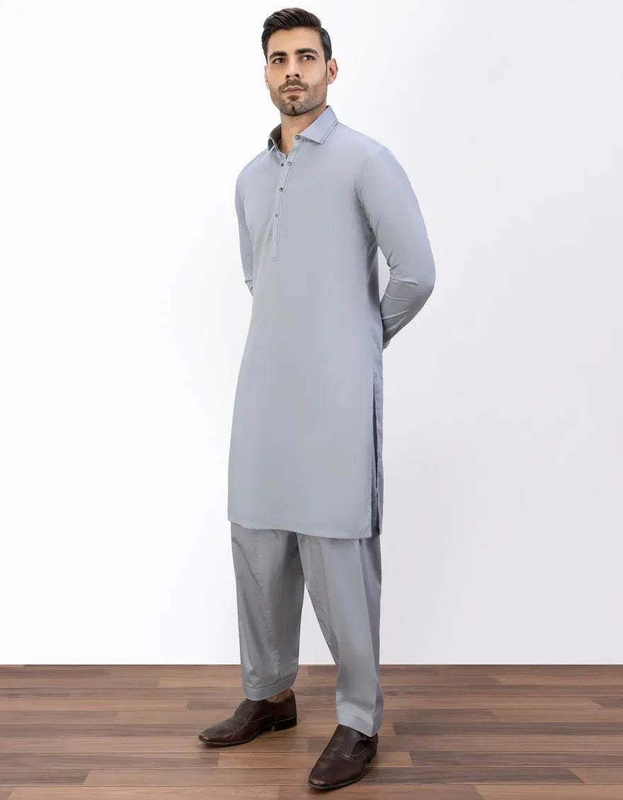 J. Mens Grey Cotton Shalwar Kameez