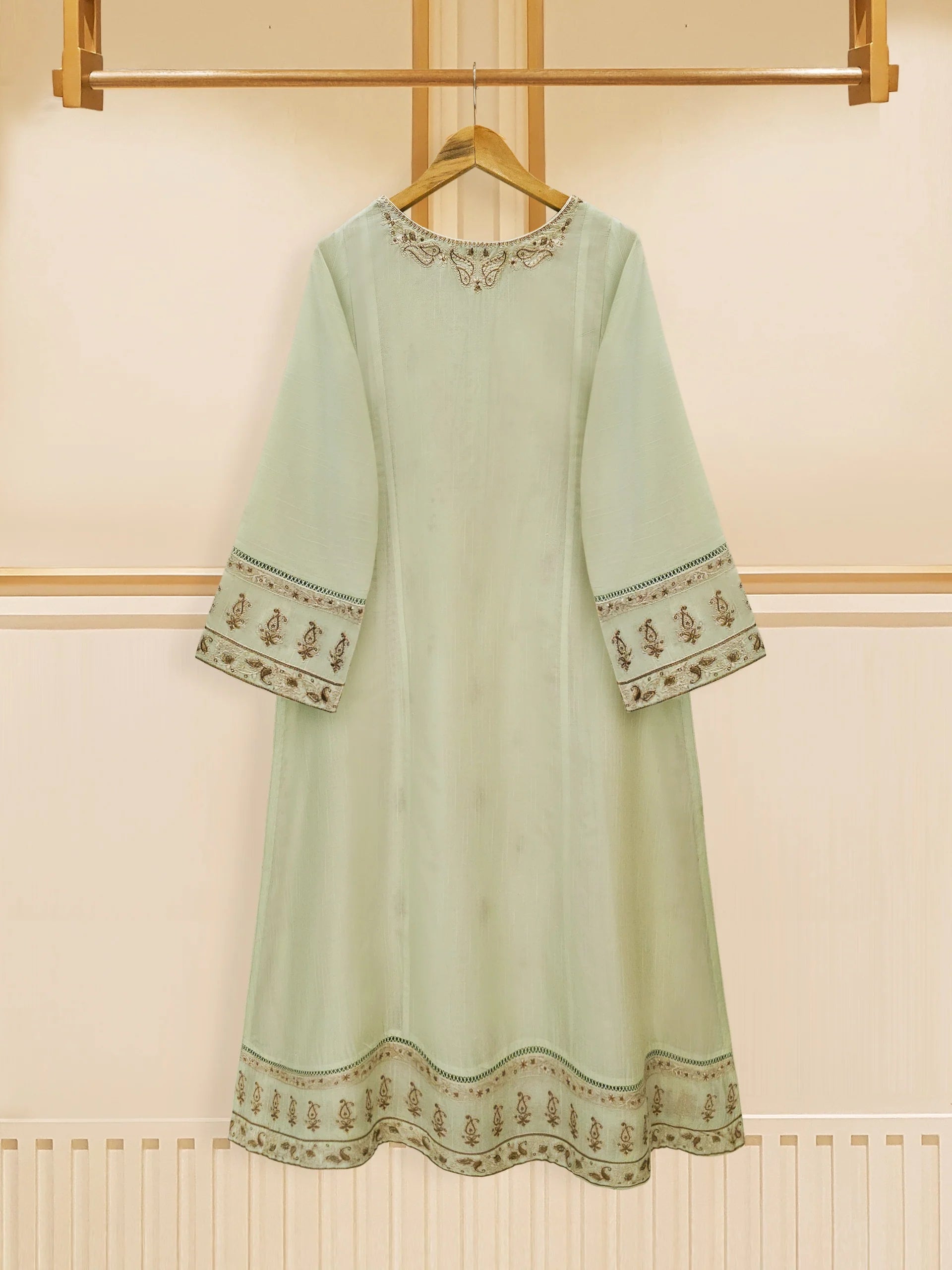 Agha Noor Pistachio Green Embroidered Jacquard 2-Piece (Shirt + Dupatta)