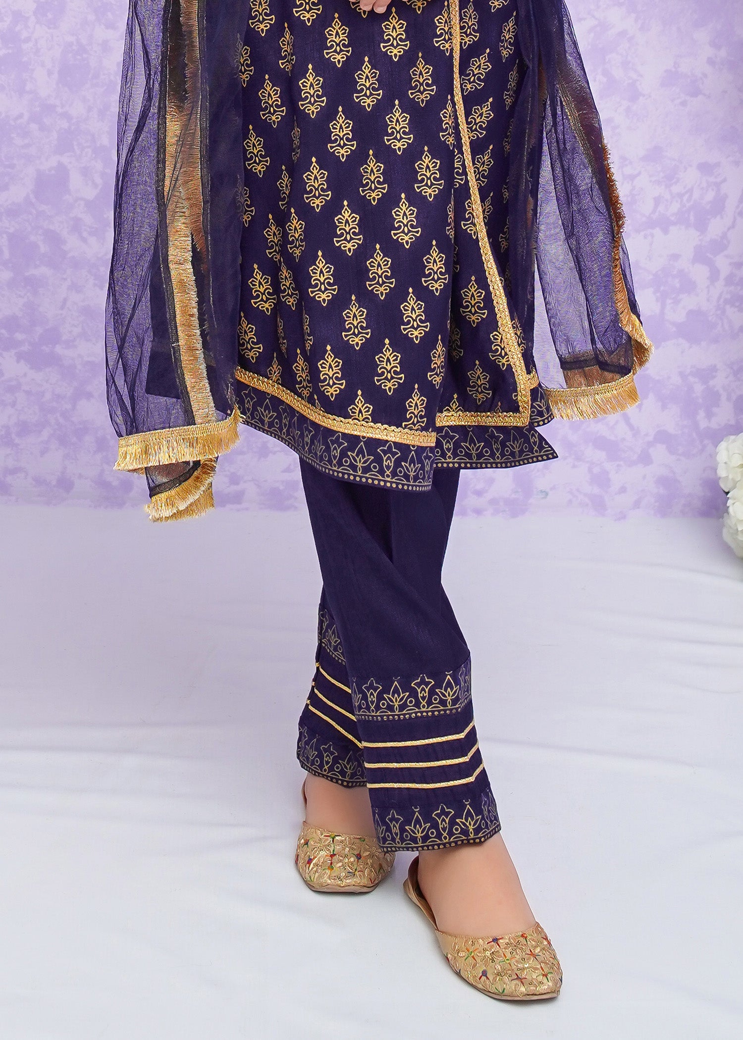 Kids Navy Blue Rawsilk Suit