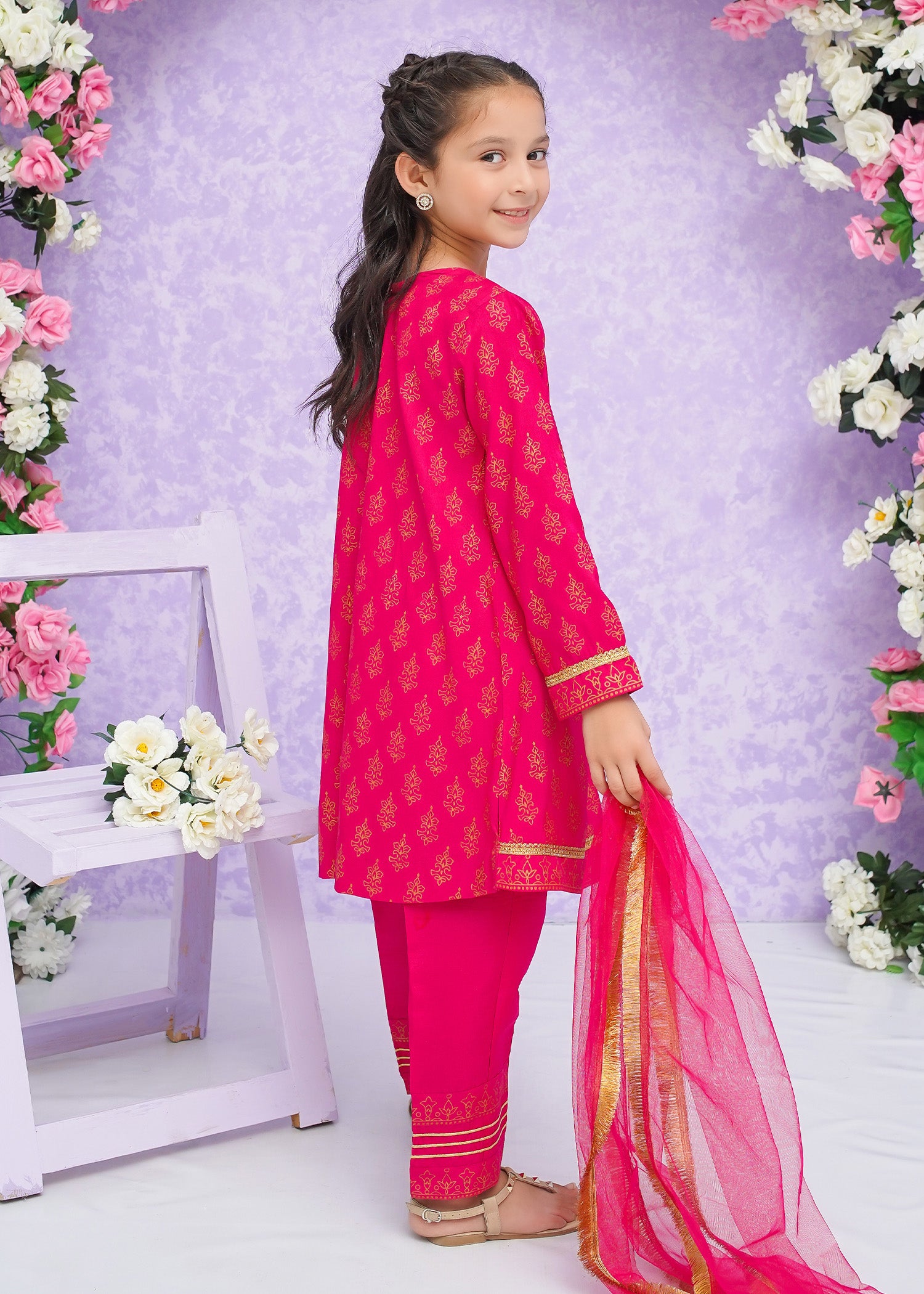 Kids Pink Rawsilk Suit