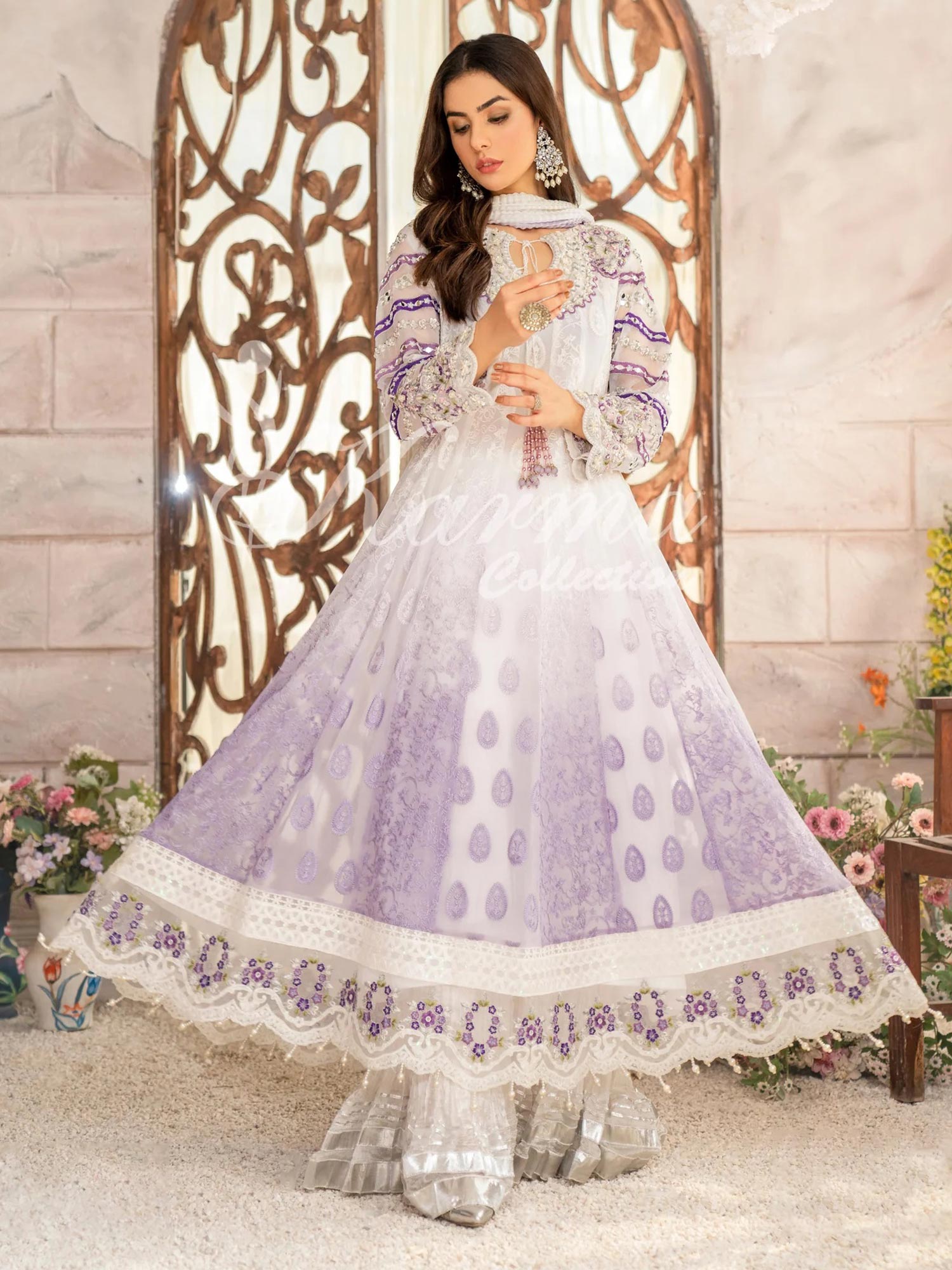 Karma Collection Lilac Chiffon Frock Suit (F-420)