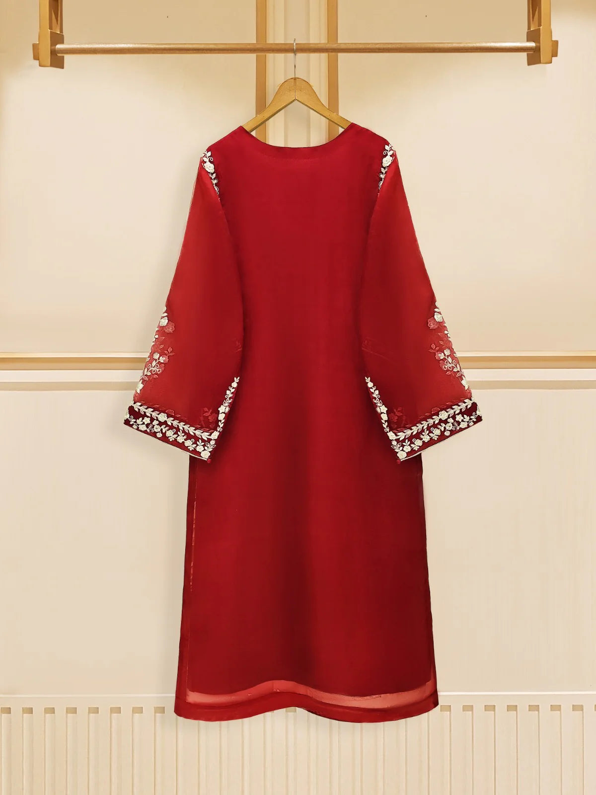 Agha Noor Maroon Embroidered Pure Organza 3-Piece Suit