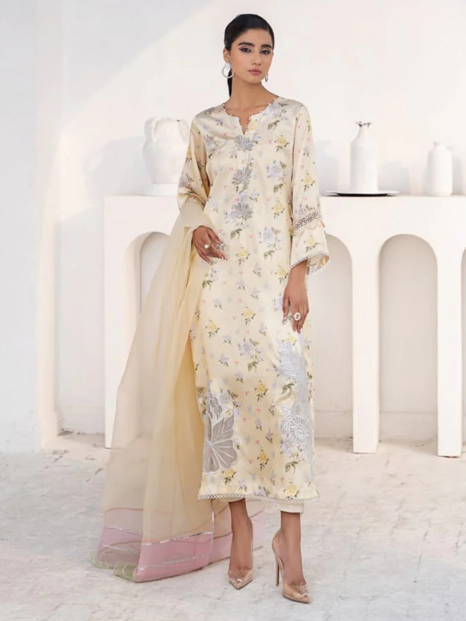 Raniya.H "Silken Pastelle" Silk 3-Piece Suit (A04)