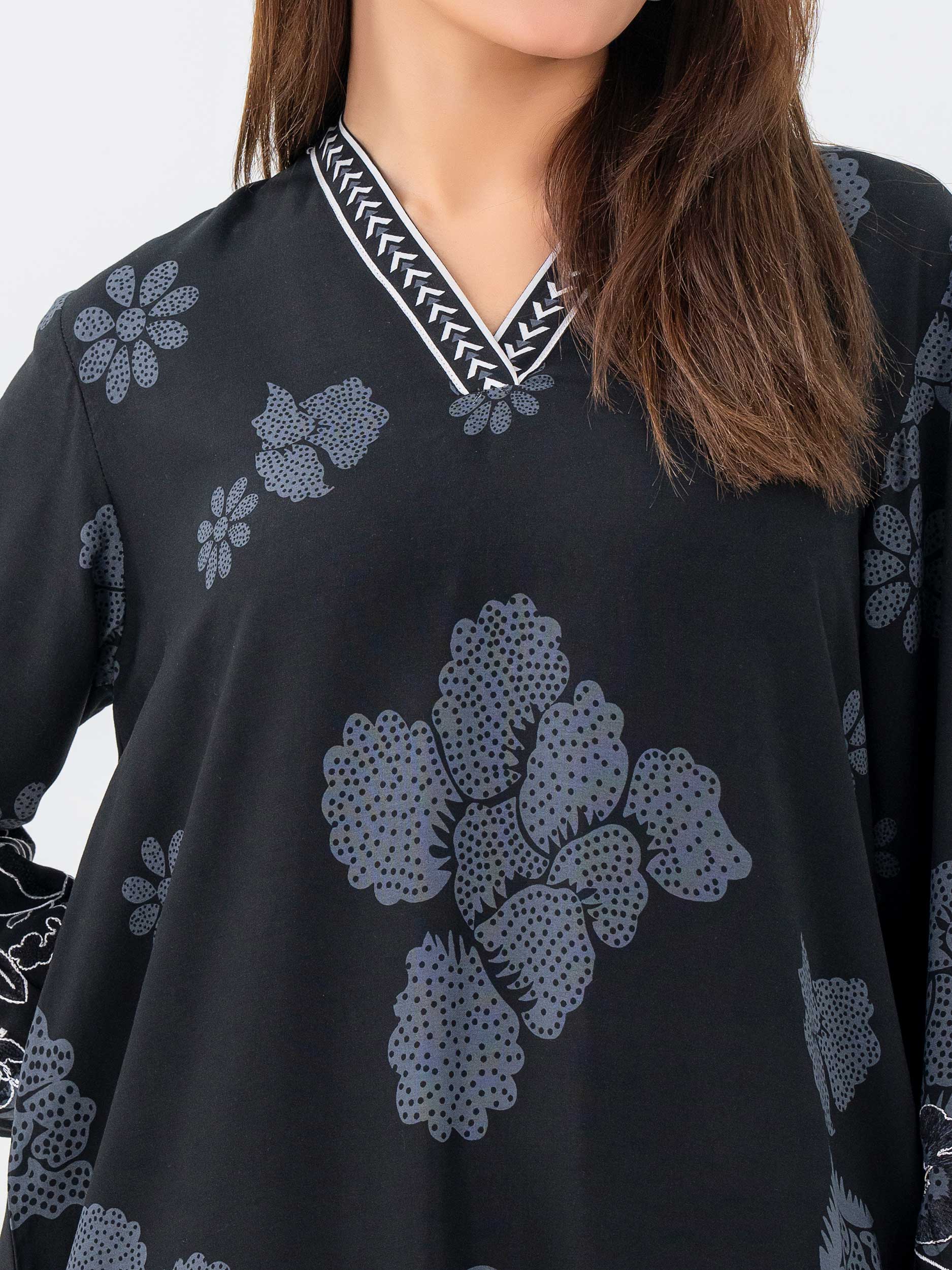 Limelight Black & White Linen Embroidered Shirt (A0610SH)