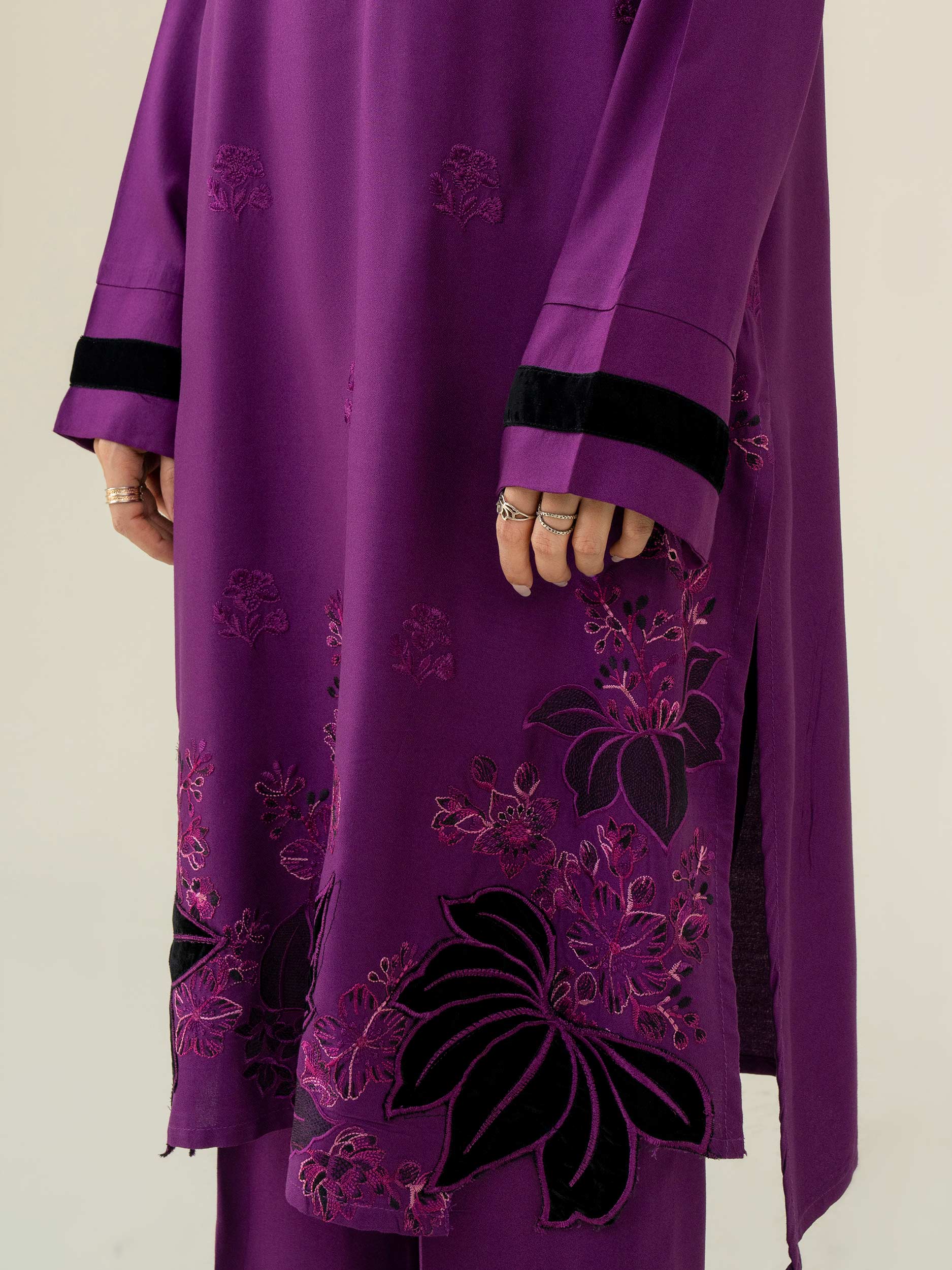 Limelight Purple Crepe Embroidered 2-Piece Suit (A0689ST)