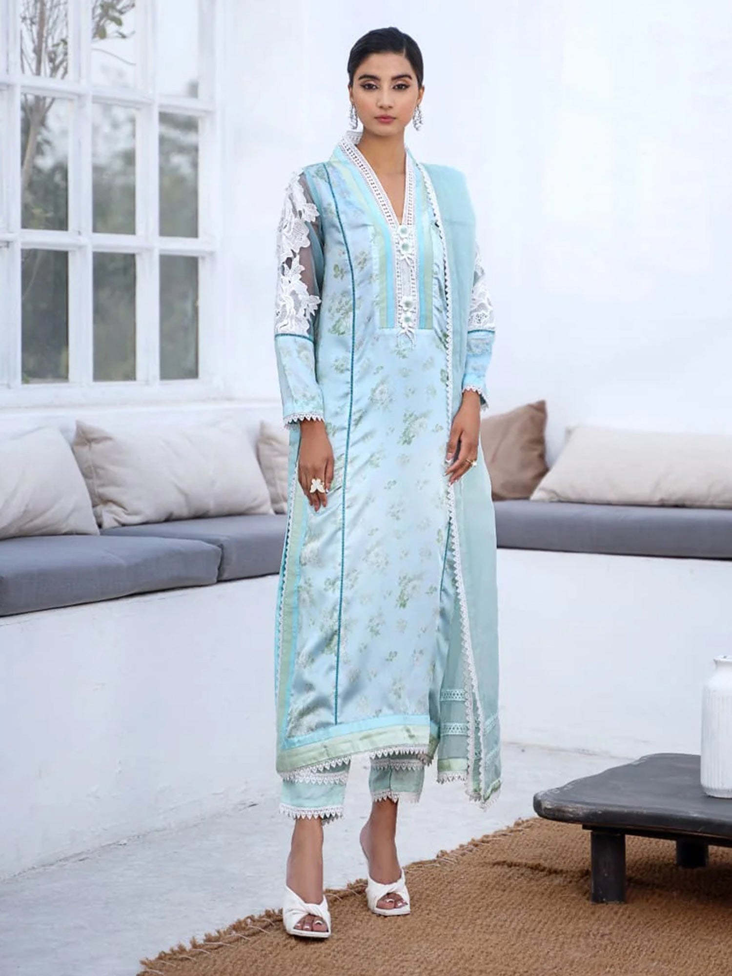 Raniya.H "Silken Pastelle" Silk 3-Piece Suit (A06)