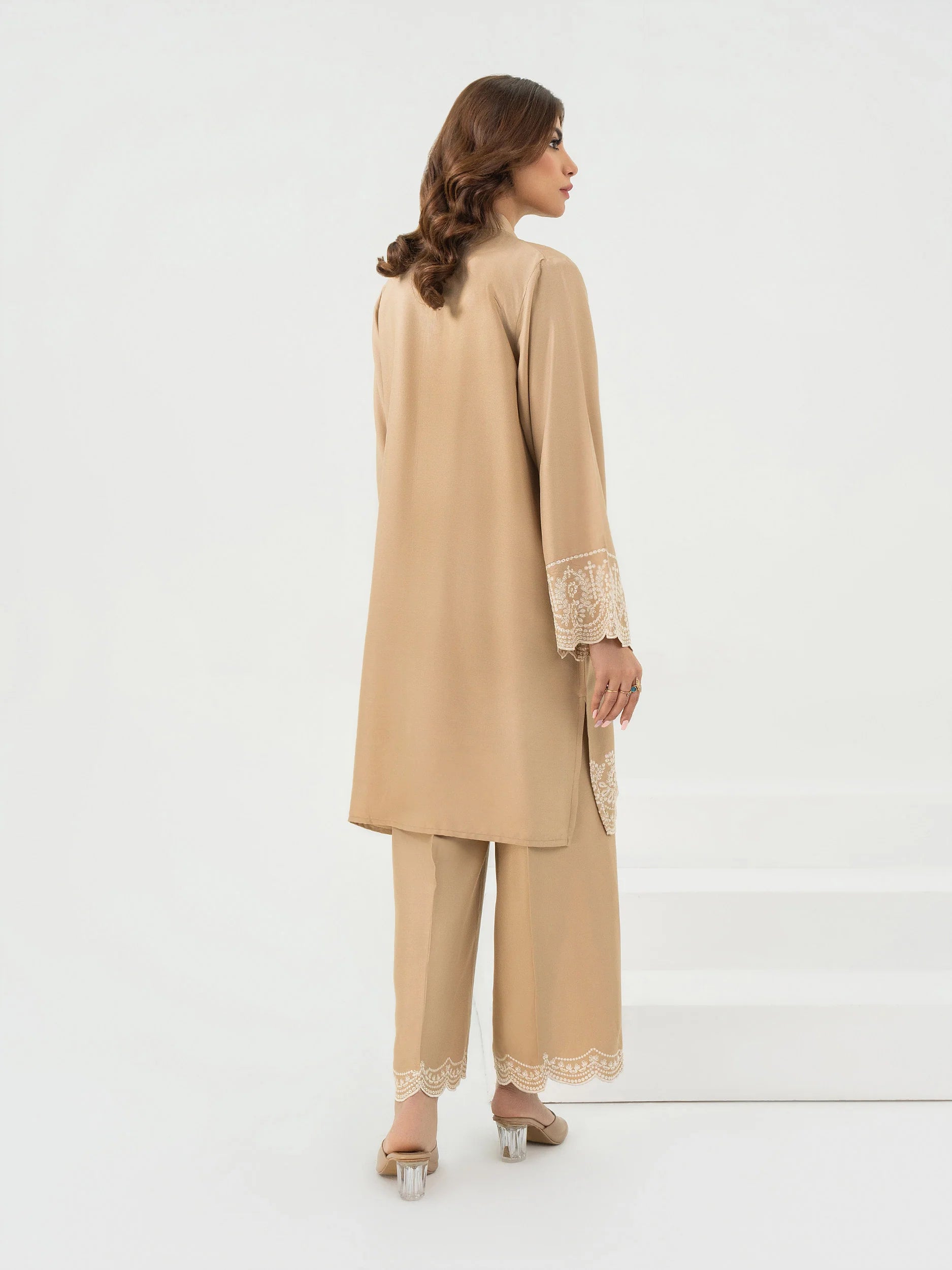 Limelight Beige Crepe Embellished 2-Piece Suit (A0842ST)