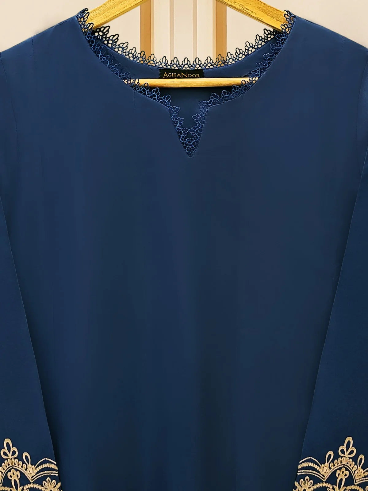 Agha Noor Navy Blue Embroidered Lawn Frock 2-Piece (Shirt + Trouser)