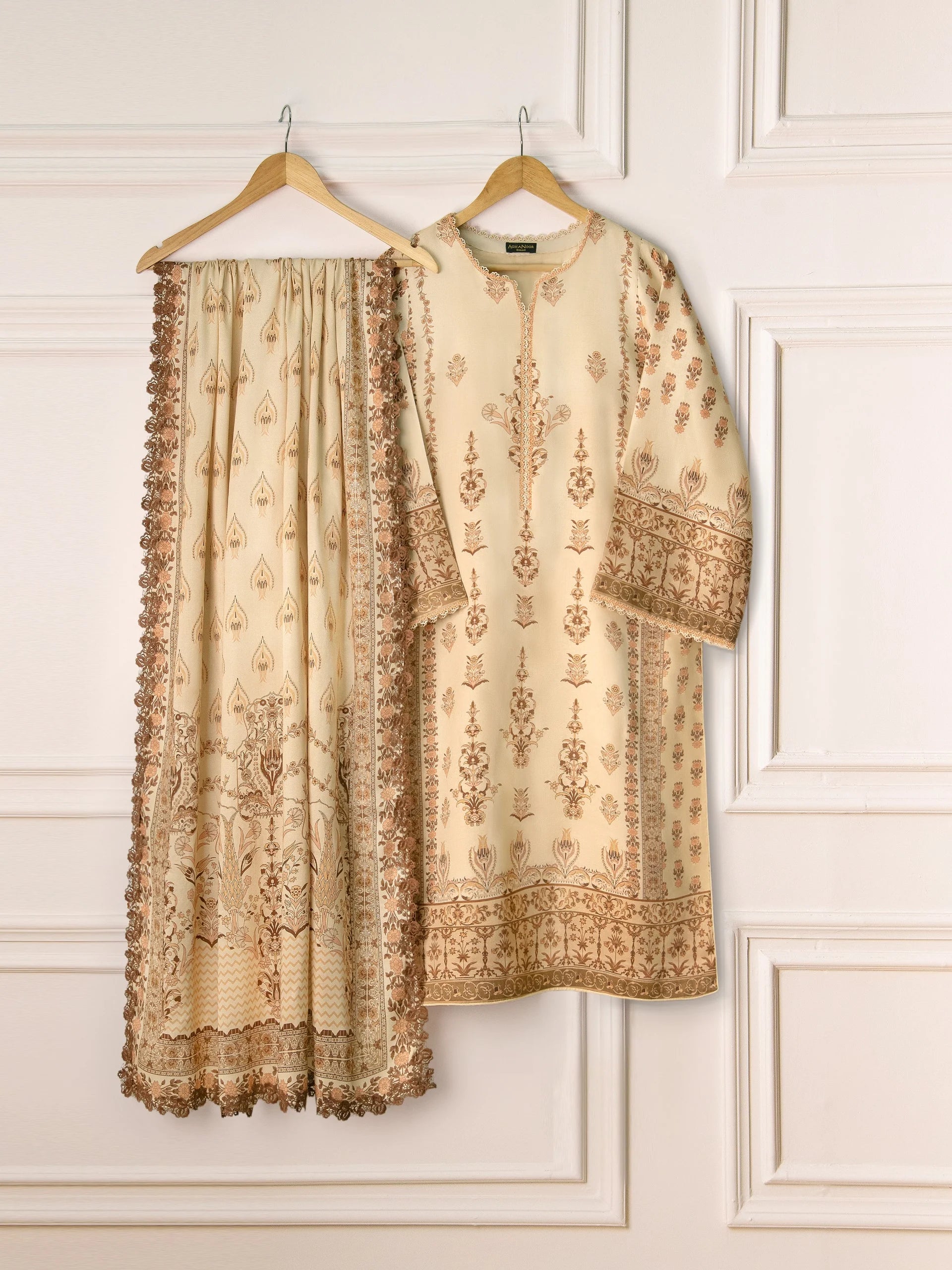 Agha Noor Beige Marina 2-Piece (Shirt + Dupatta)