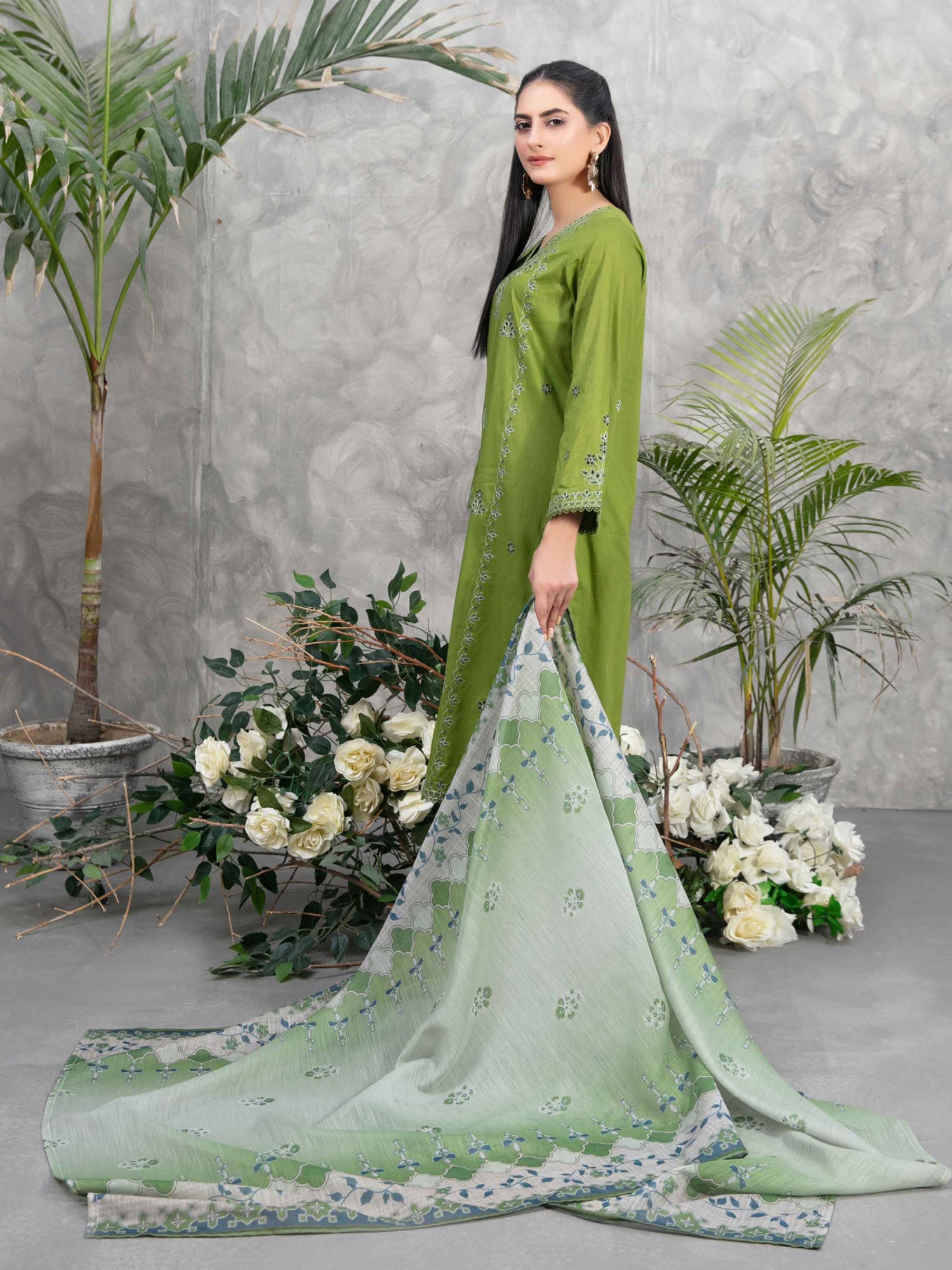 Tawakkal "Aarah" Green Embroidered Lawn Suit (D2827)