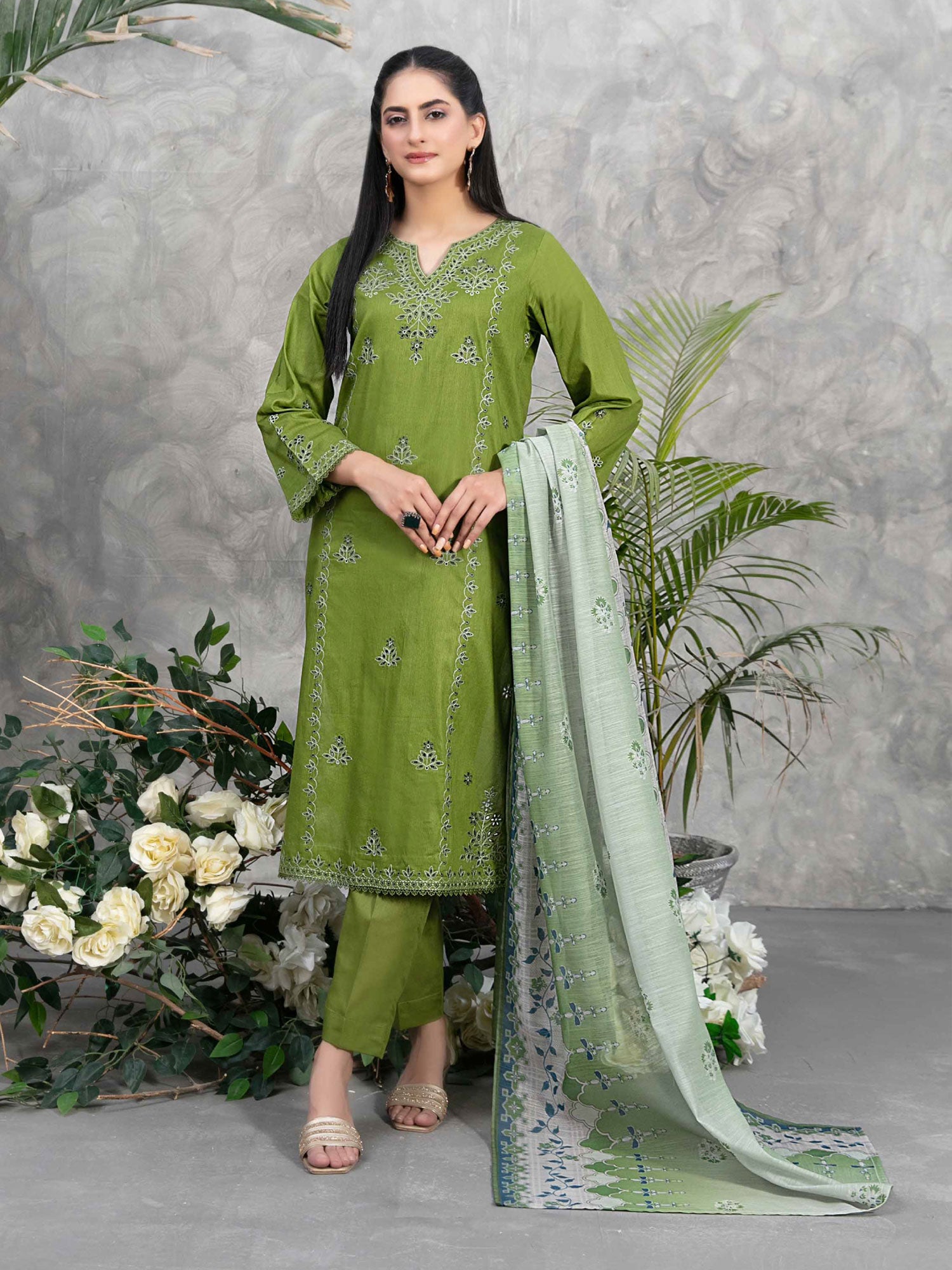 Tawakkal "Aarah" Green Embroidered Lawn Suit (D2827)