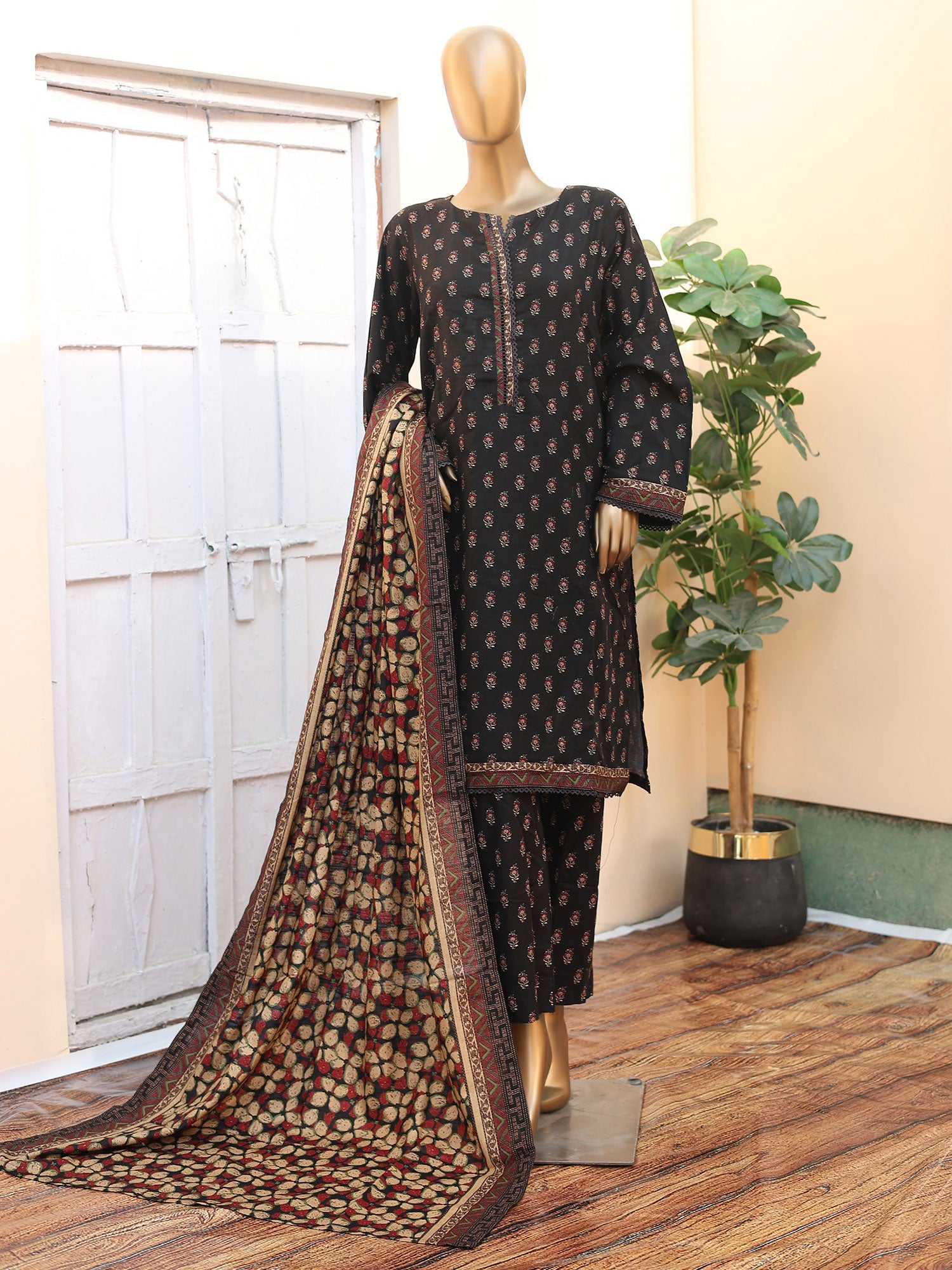 Bin Saeed Khaddar Black 3-Piece Suit