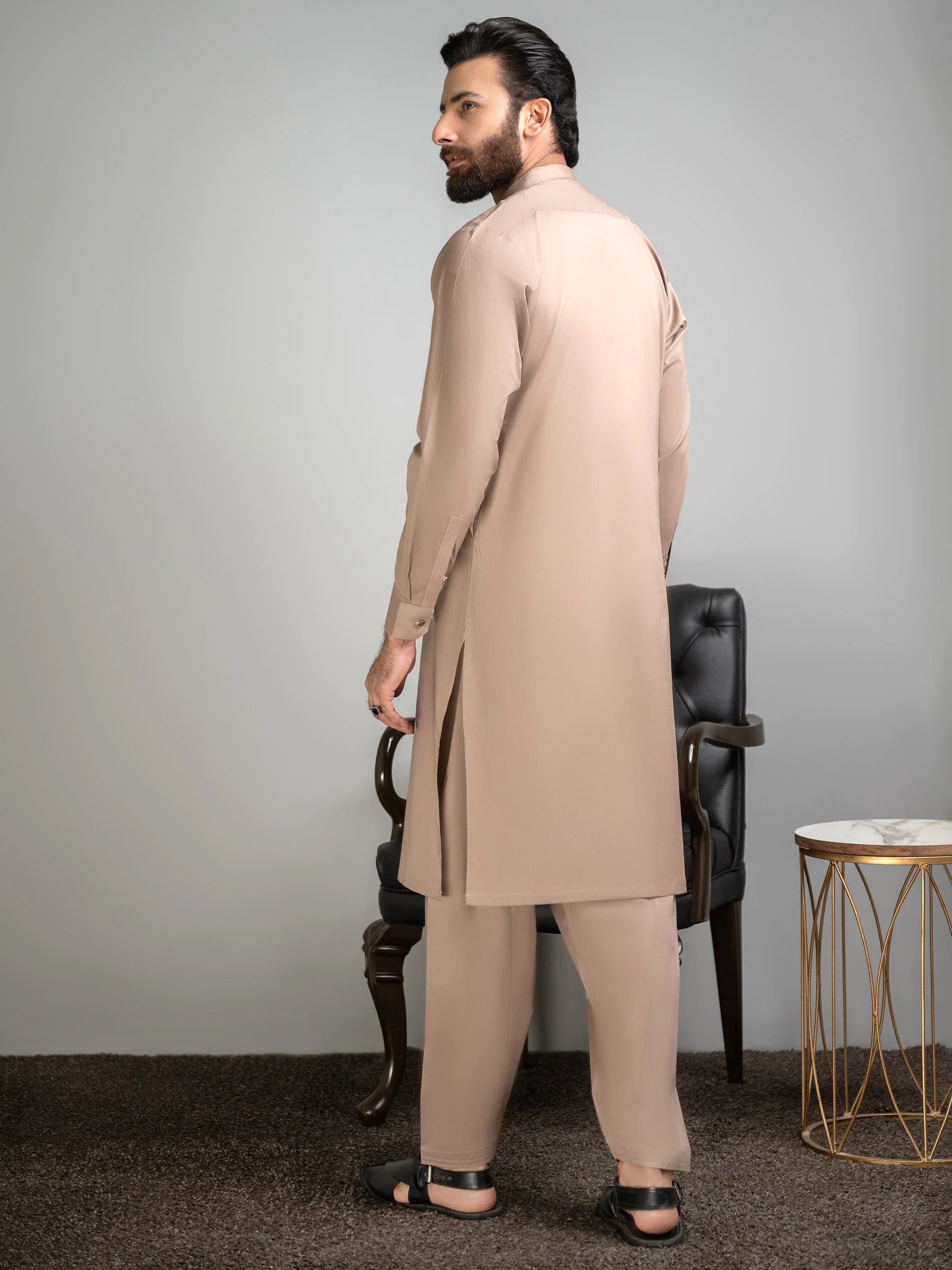 Limelight Mens Light Brown Cotton Kurta Shalwar