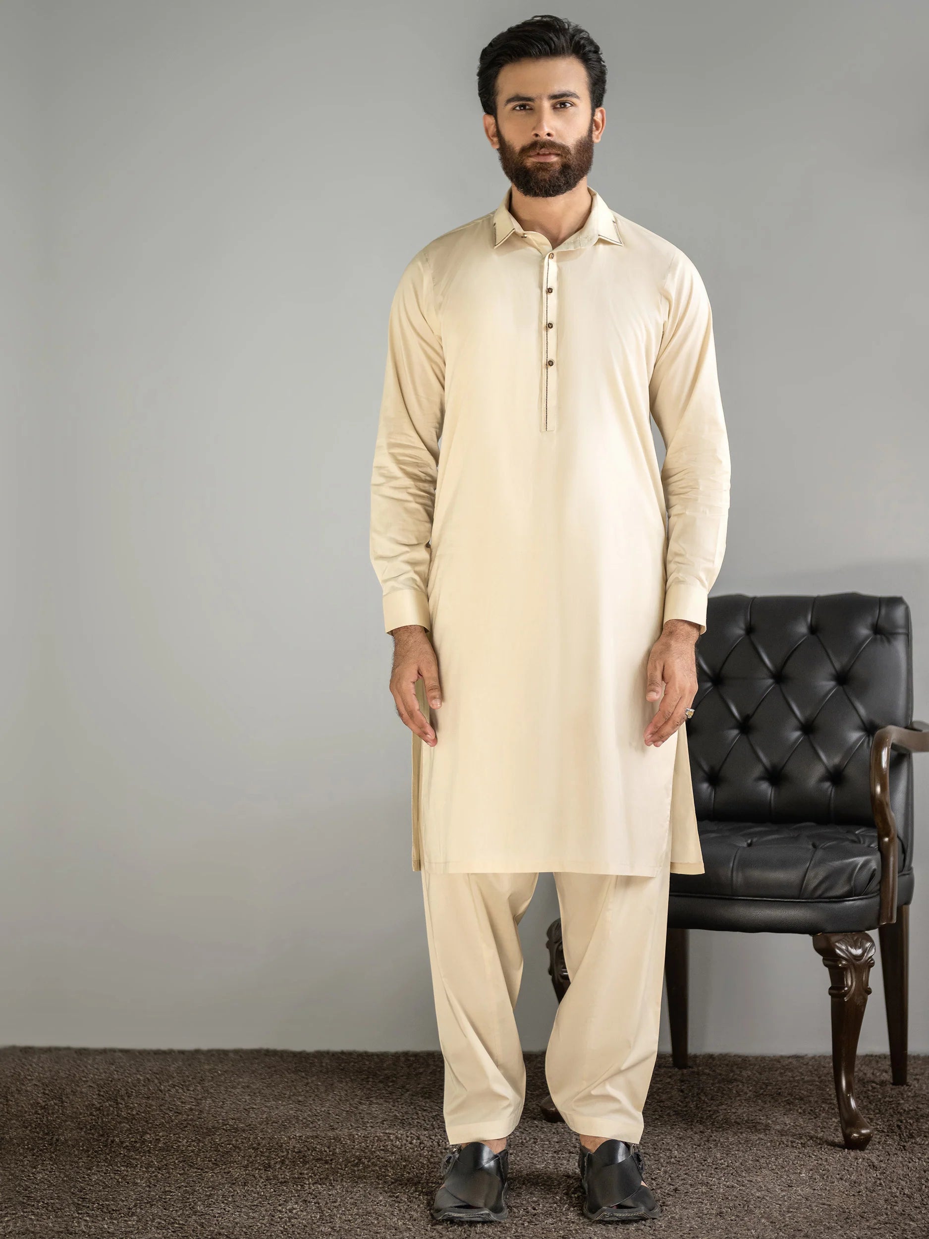 Limelight Mens Cream Cotton Kurta Shalwar