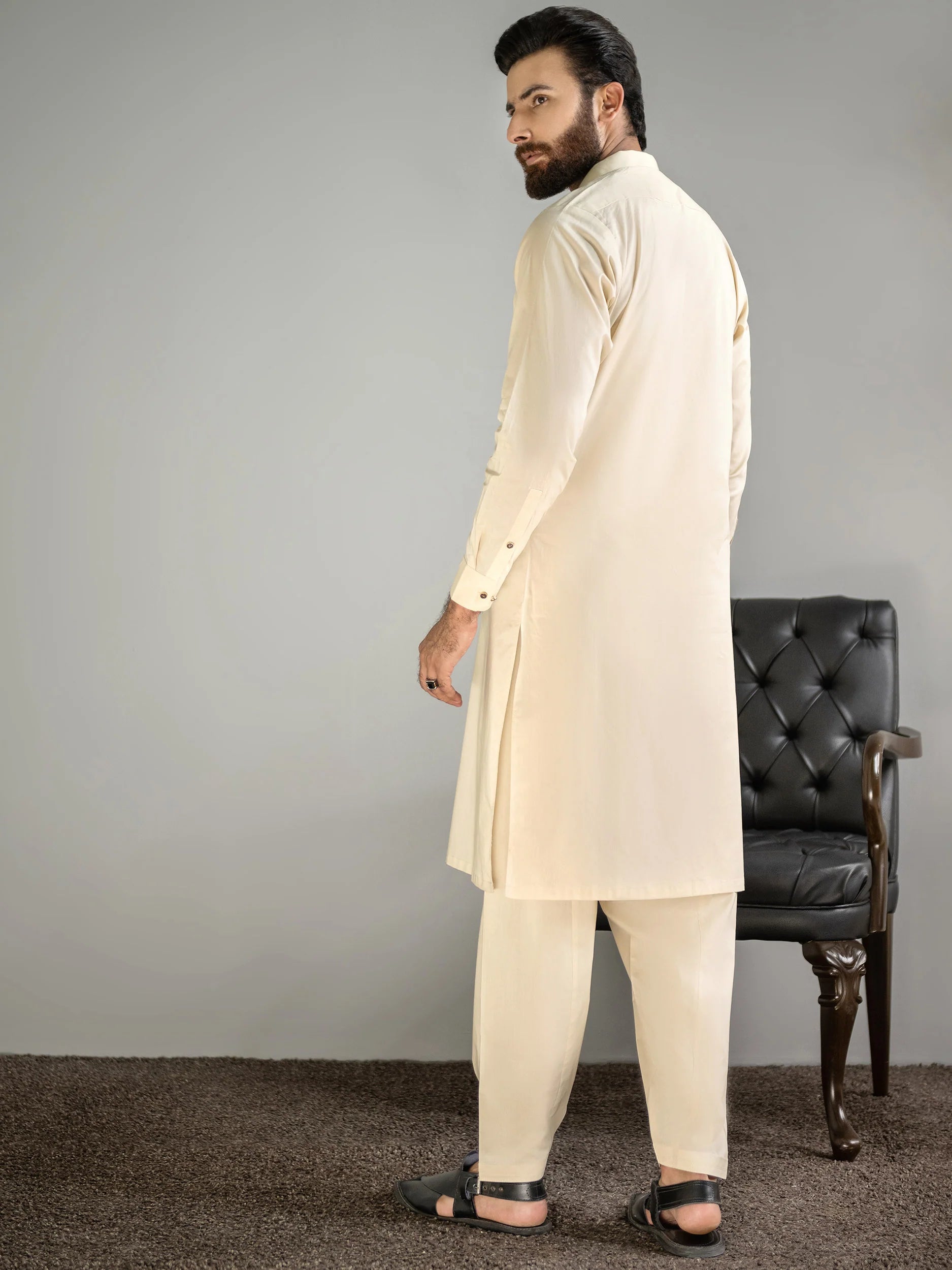 Limelight Mens Cream Cotton Kurta Shalwar