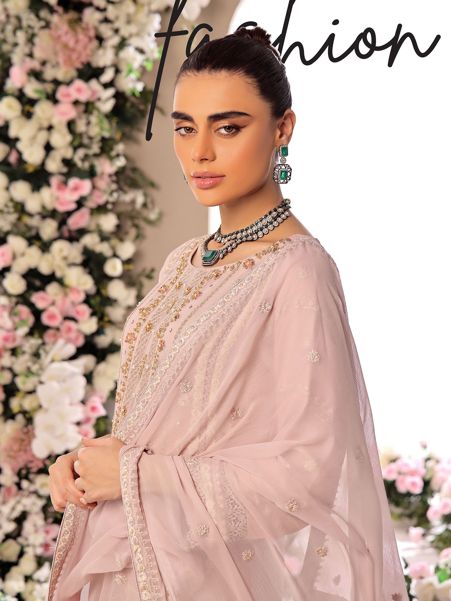 Wardah Uzair "Allure" Luxury Pret Embroidered Chiffon Suit - Cascade