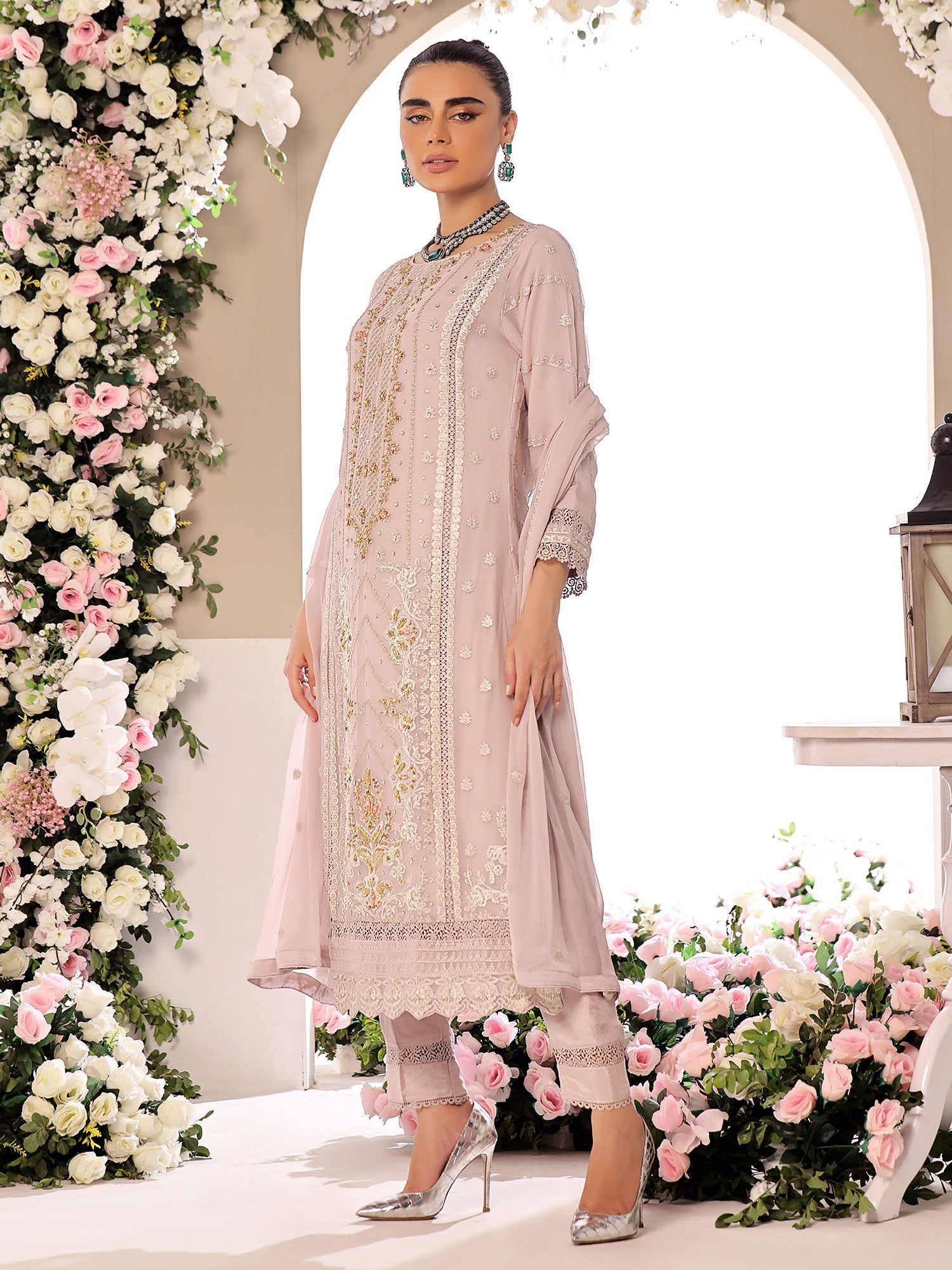 Wardah Uzair "Allure" Luxury Pret Embroidered Chiffon Suit - Cascade